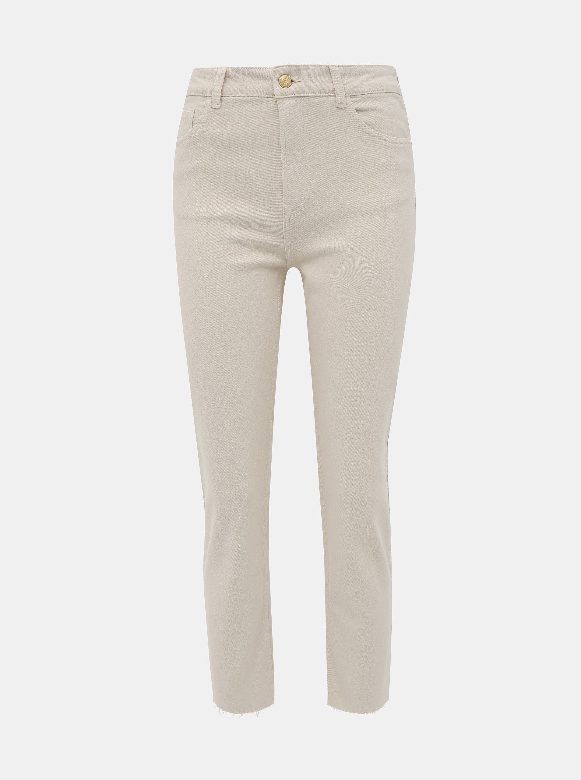 Beige women's cropped straight fit jeans ONLY Emily - Women's