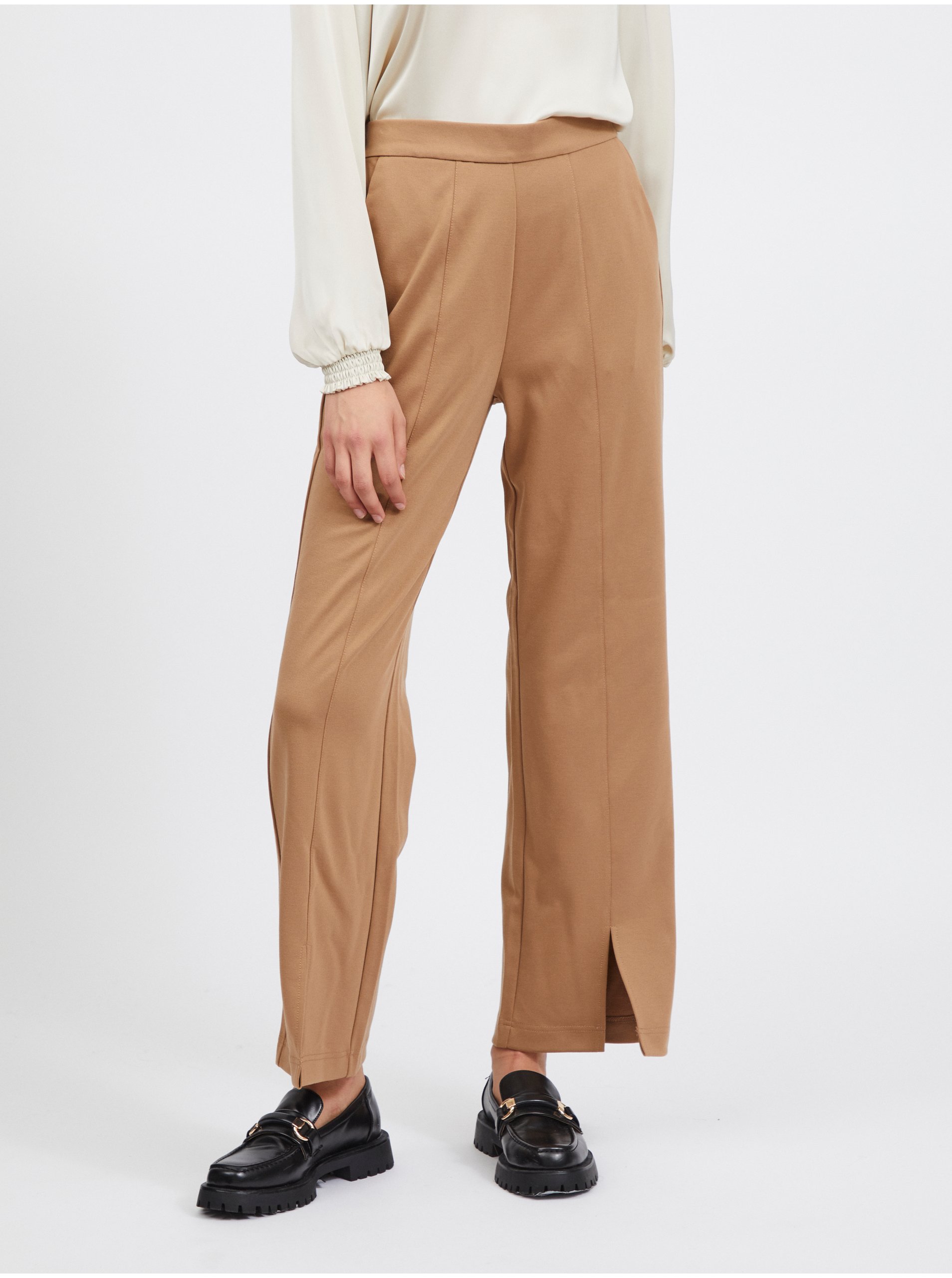 Light Brown Women's Wide Trousers VILA Amerone - Ladies
