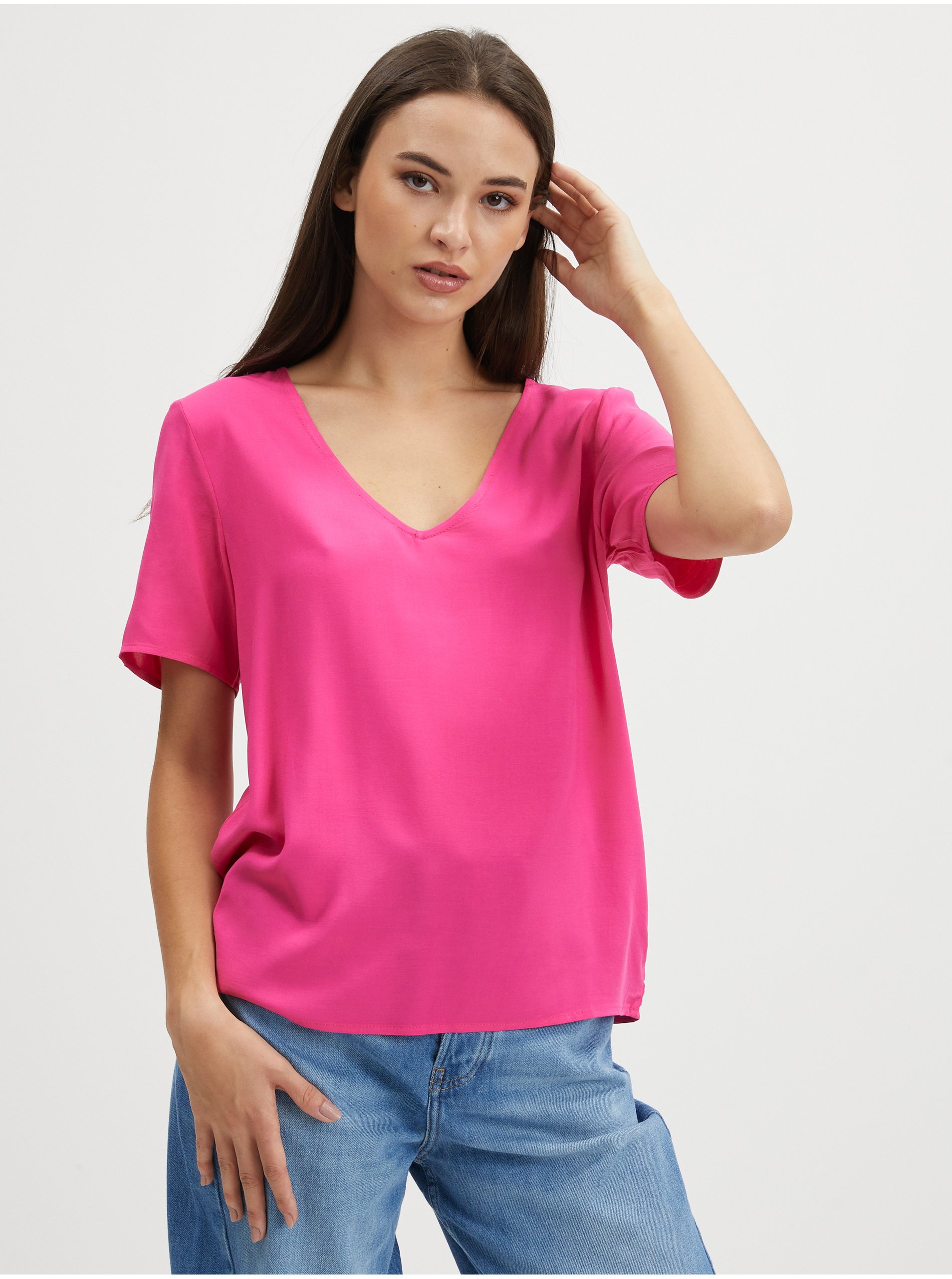 Dark pink women′s basic T-shirt VILA Paya - Women - ružová