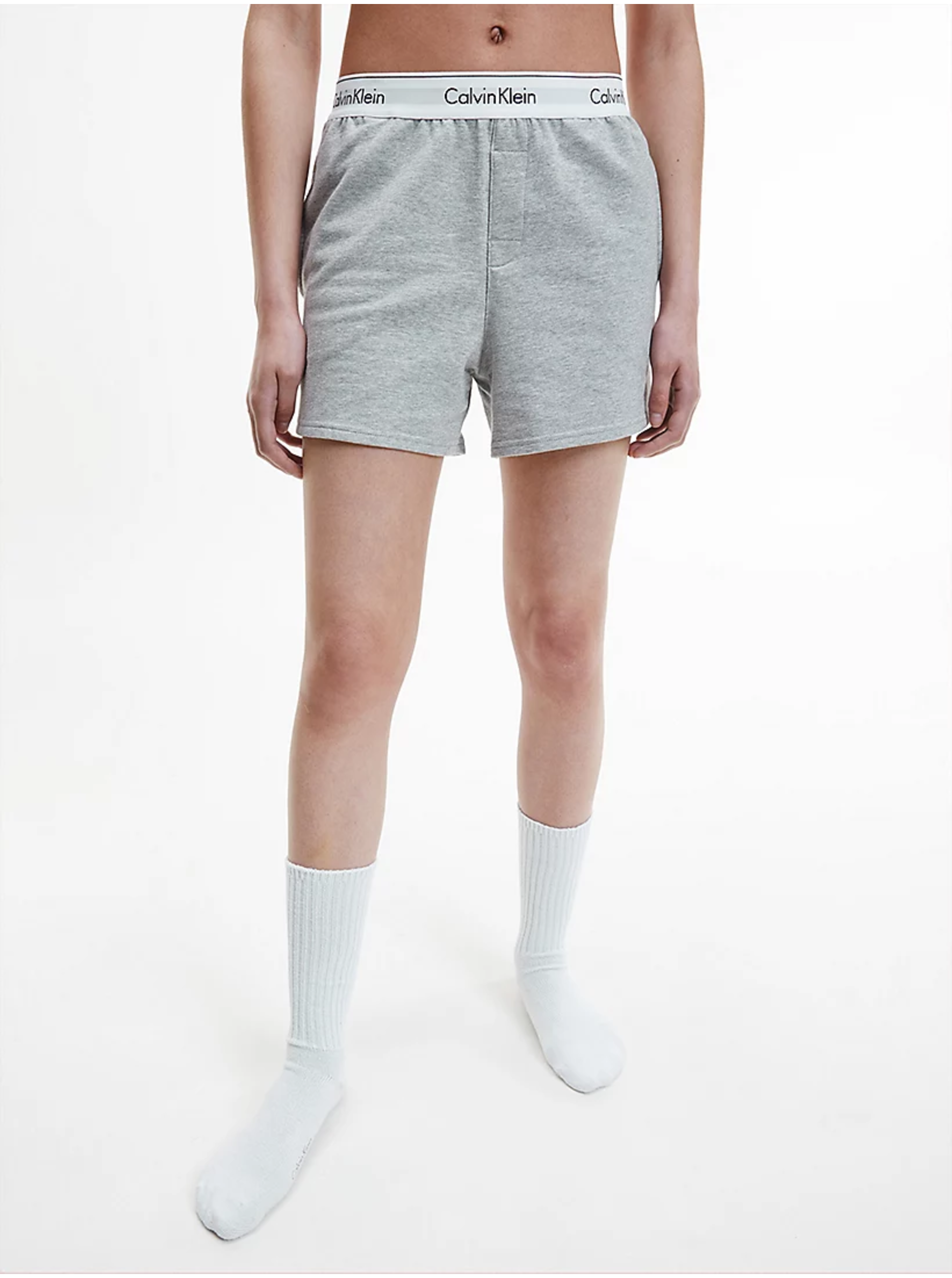 Light Grey Womens Sleeping Shorts Calvin Klein Underwear - Ladies