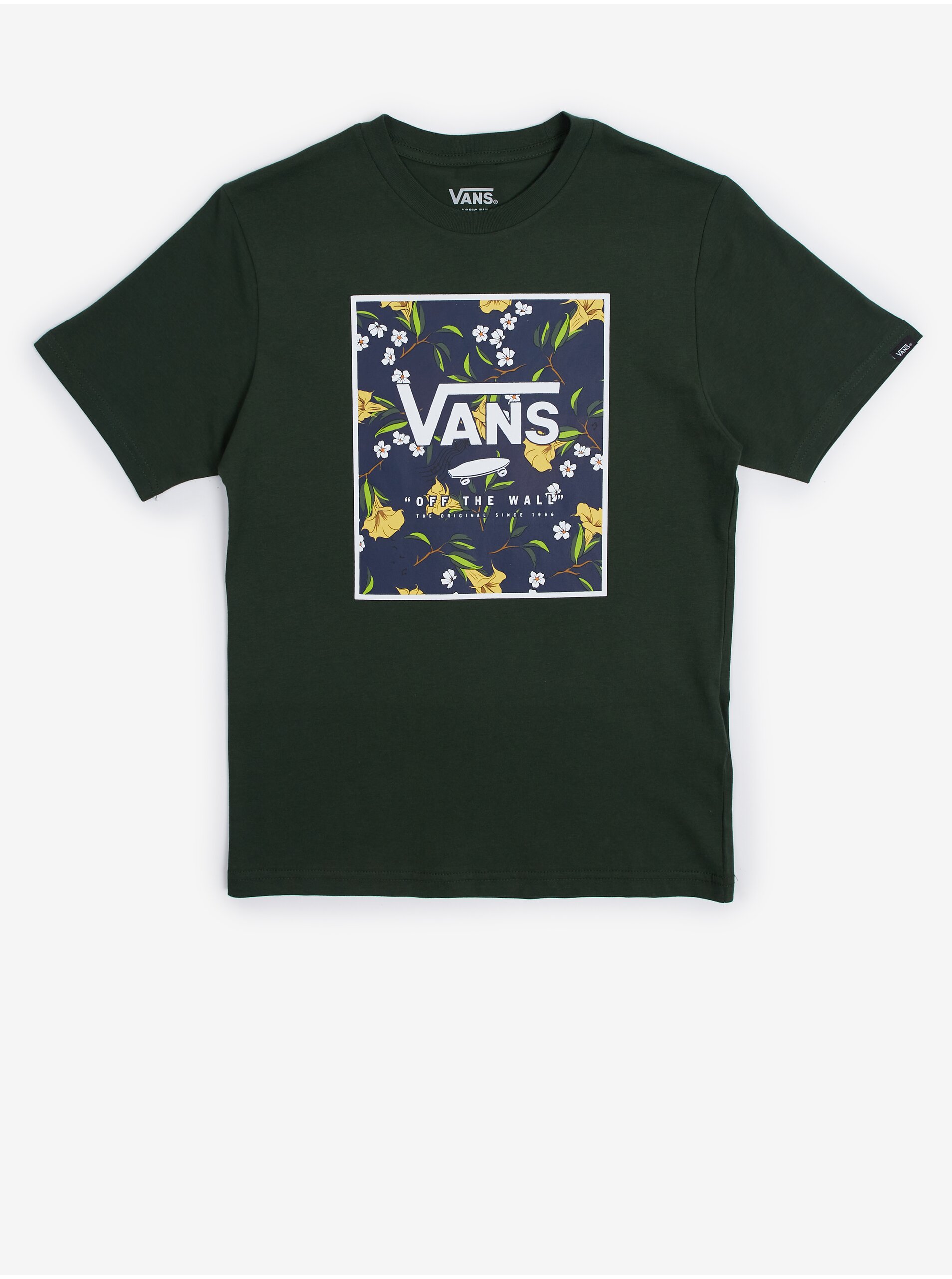 Levně Tmavě zelené klučičí tričko VANS Print Box - Kluci