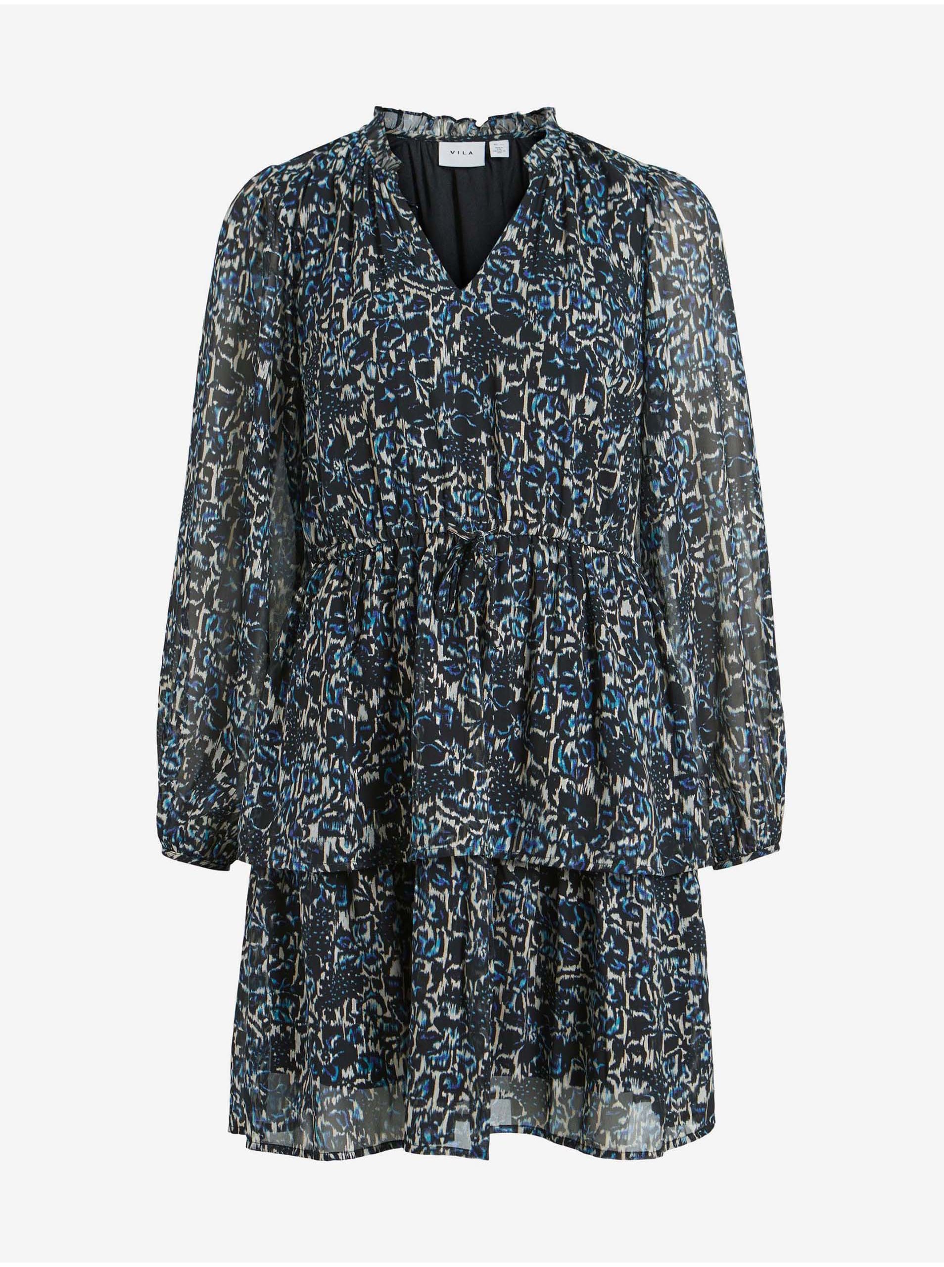 Blue-black Patterned Dress VILA Paca - Women