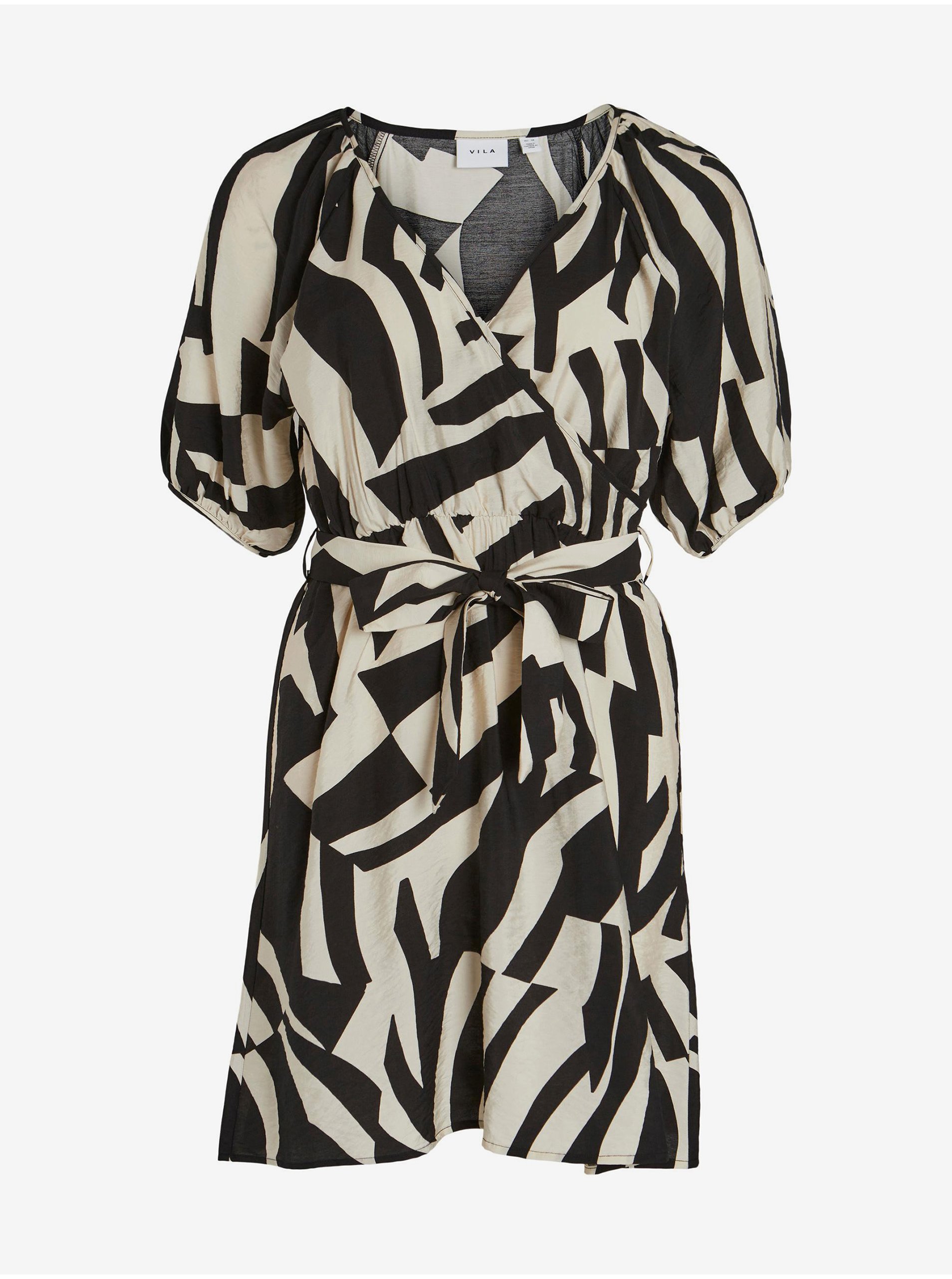 Cream-black lady patterned dress VILA Dogma - Women