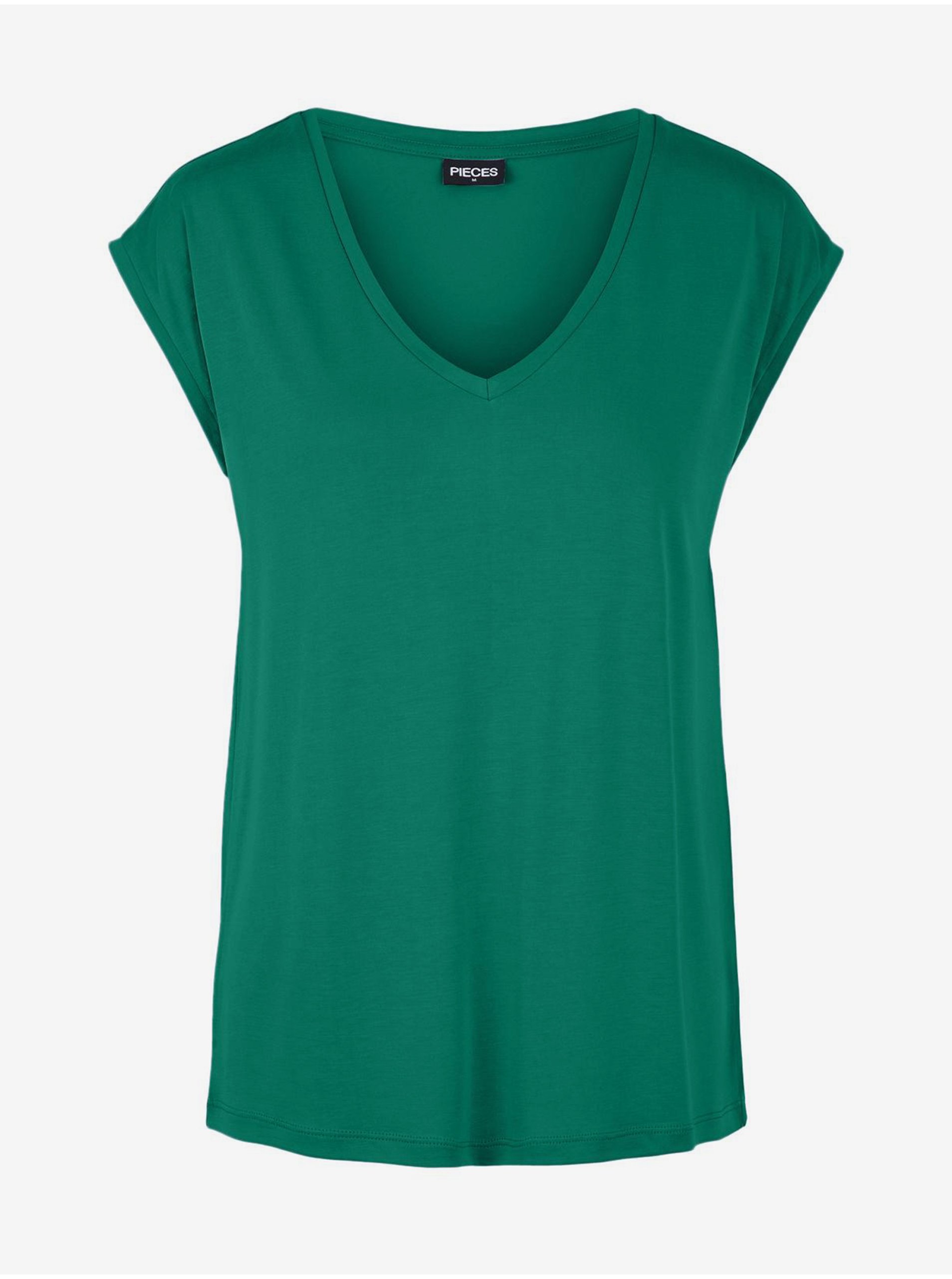 Levně Zelené dámské tričko Pieces Kamala - Dámské