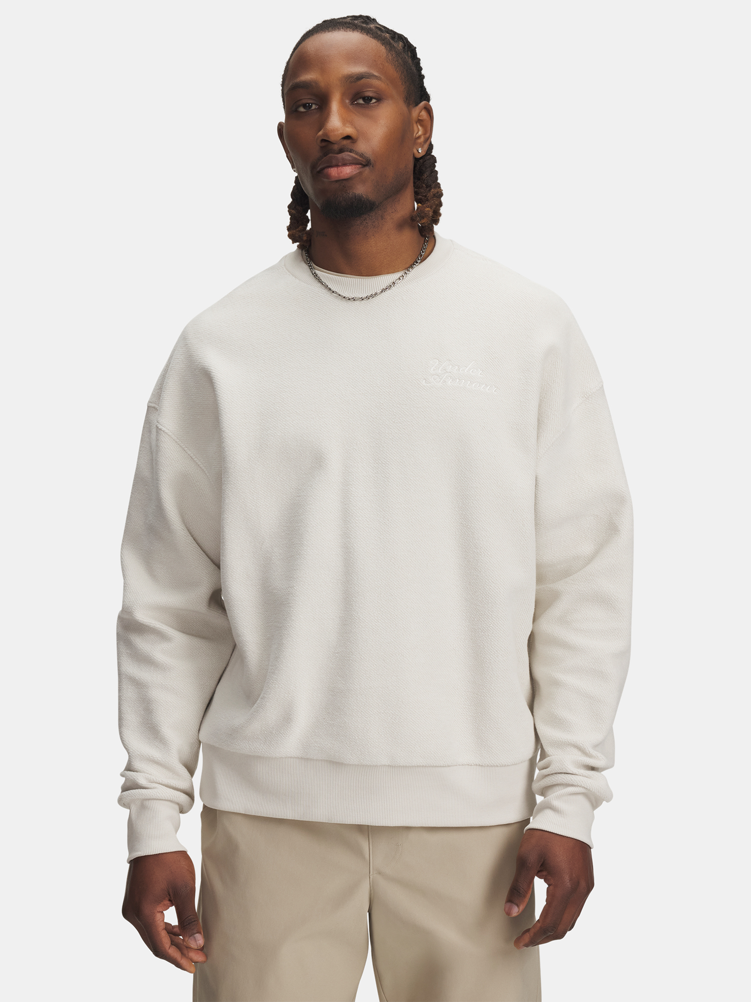 Men&#039;s sweatshirt Under Armour UA Icon Rev Terry Crew-WHT - Men&#039;s