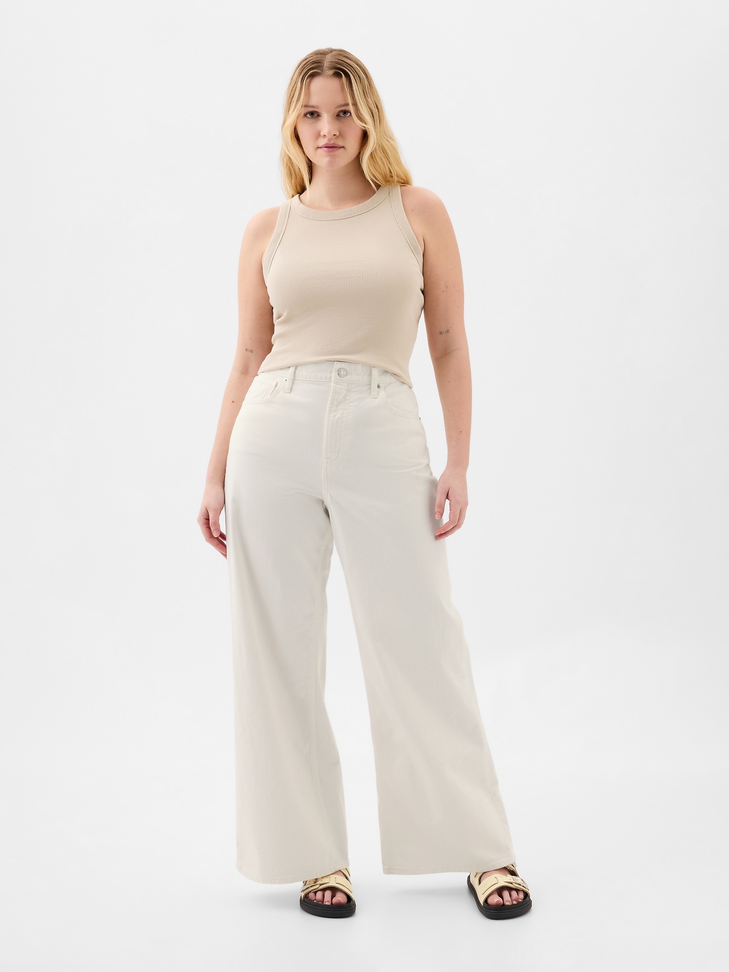 Pantaloni chino pentru femei GAP - alb