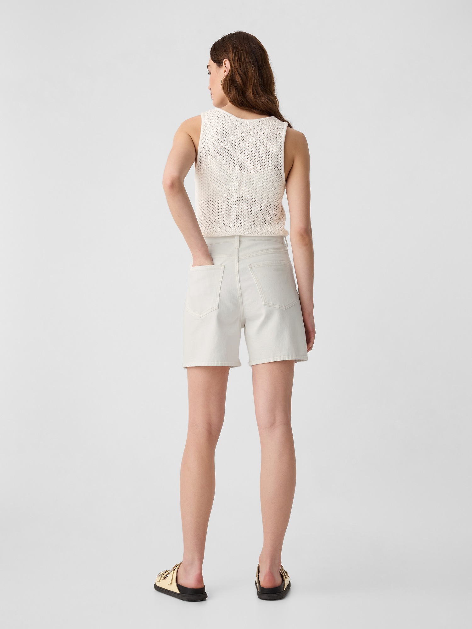 Pantaloni scurti pentru femei GAP - alb