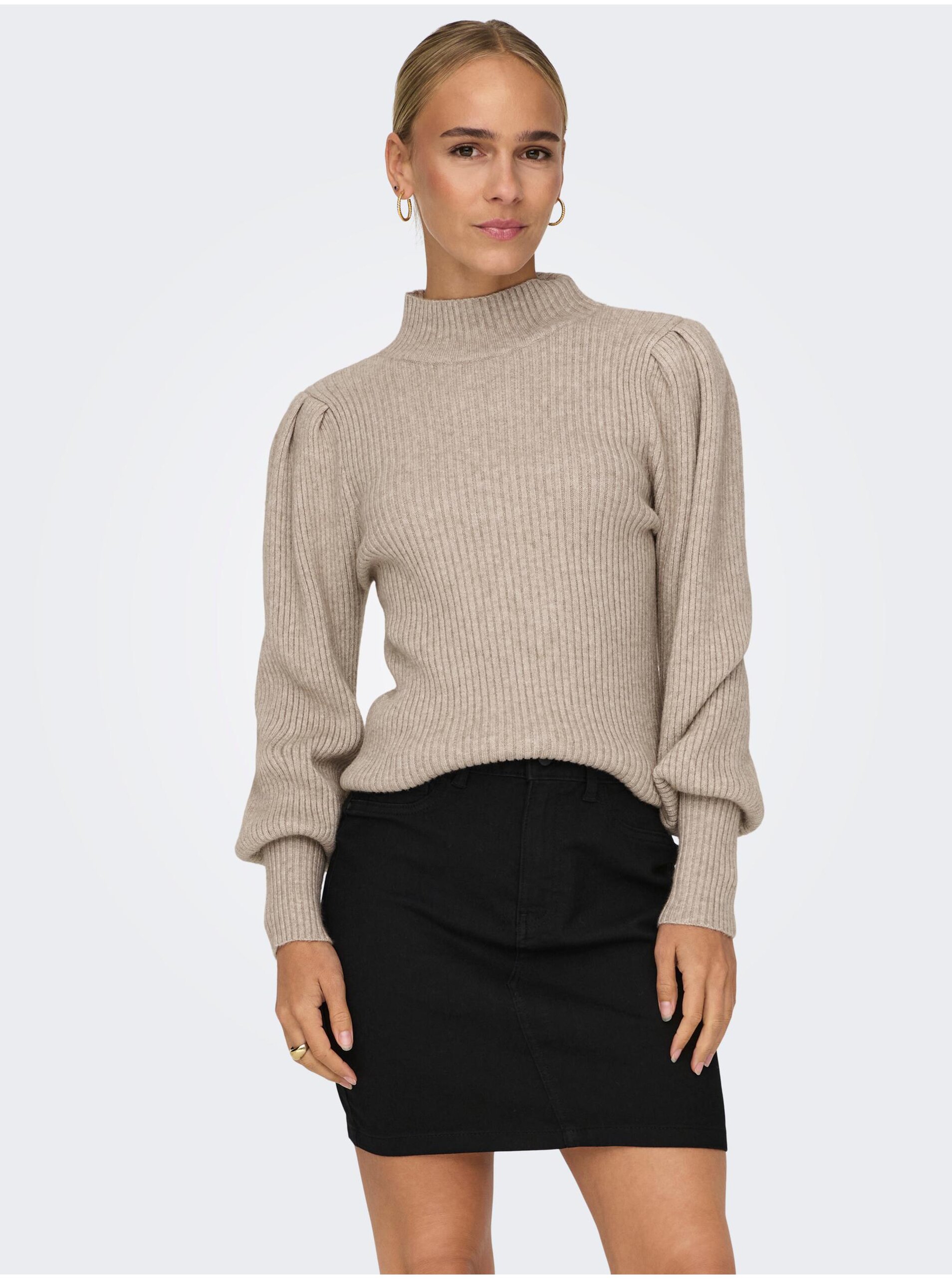 Beige women's ribbed sweater ONLY Katia - Women