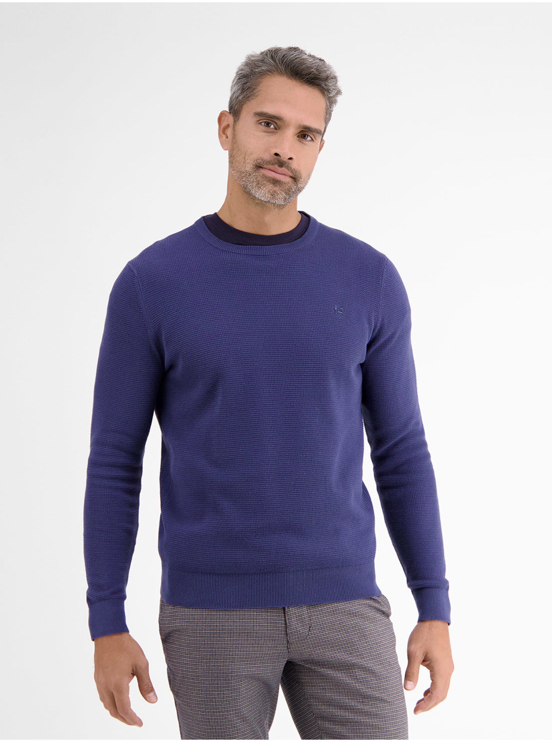 Dark blue men's basic sweater LERROS - Men