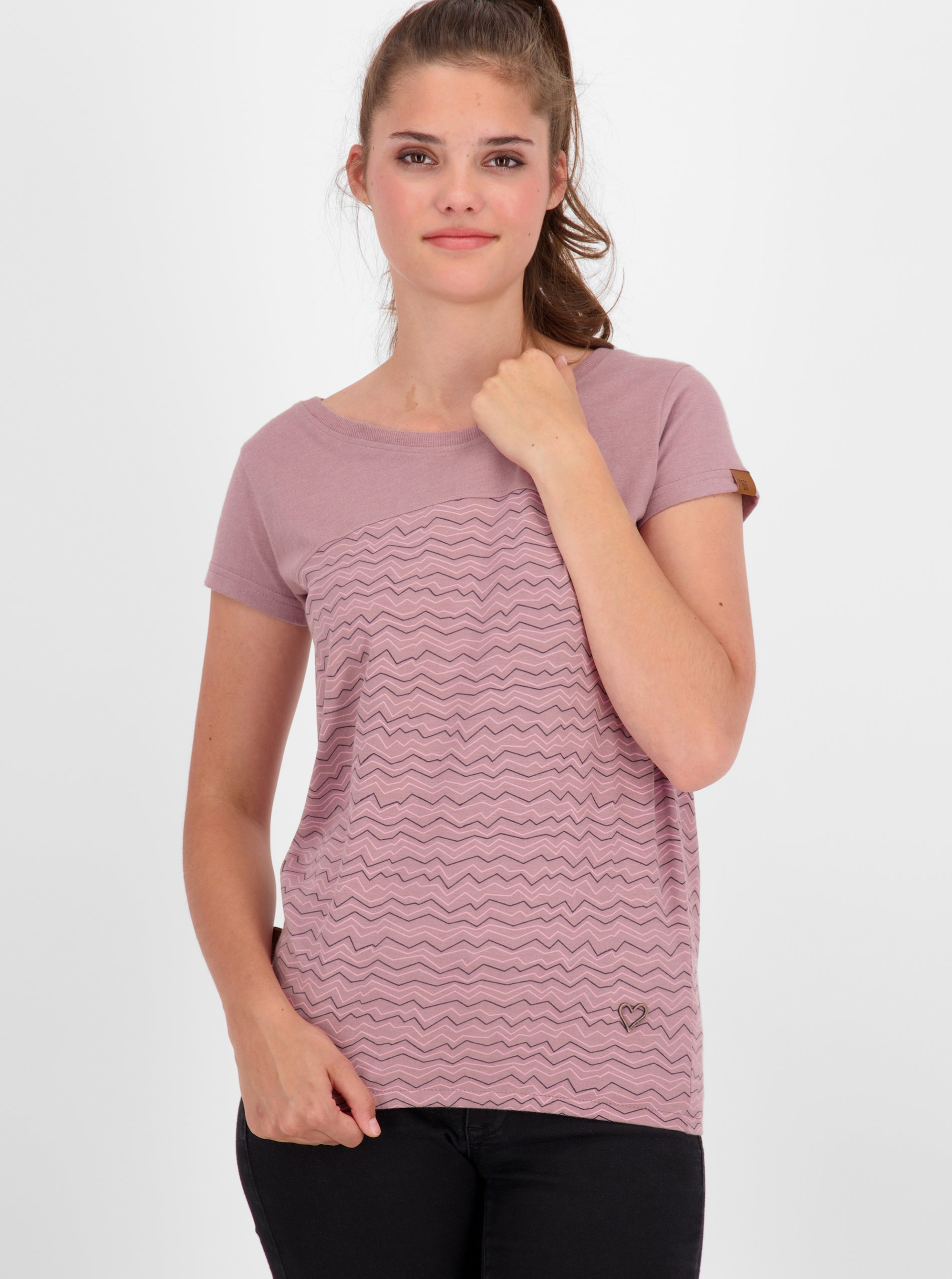 Levně Růžové dámské vzorované tričko Alife and Kickin - Dámské