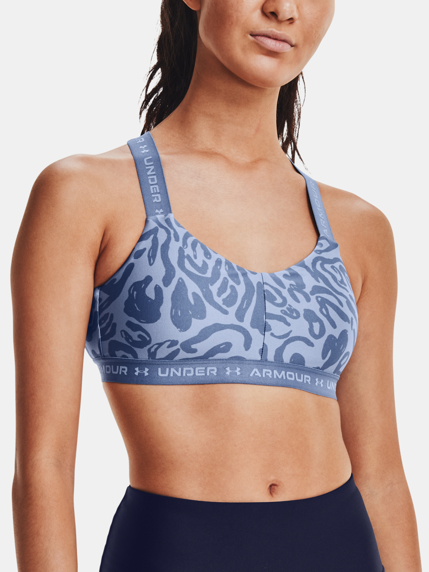 Under Armour Bra Crossback Low Print-BLU - Women's