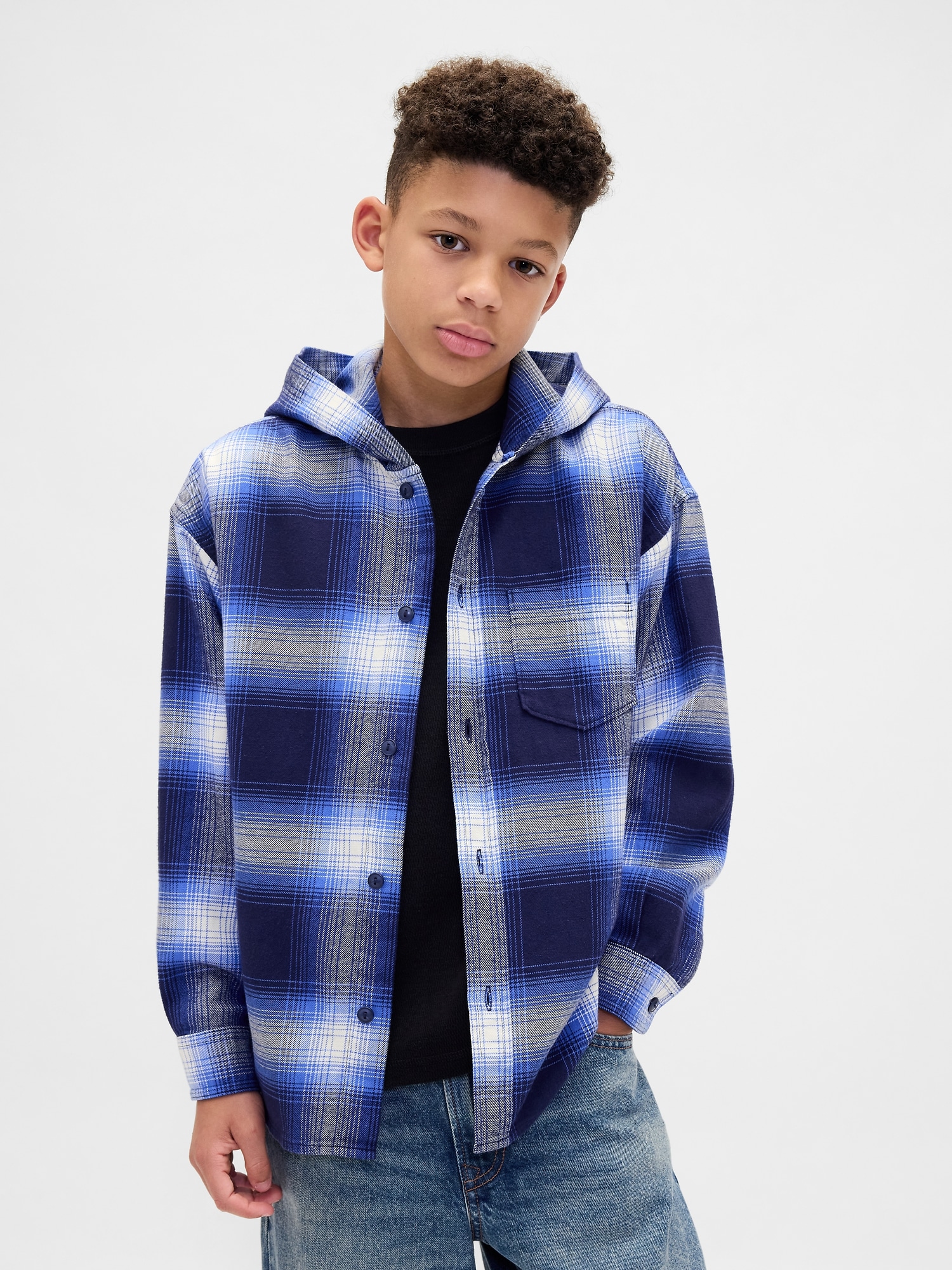 GAP Children&#039;s Flannel Shirt with Hoodie - Boys