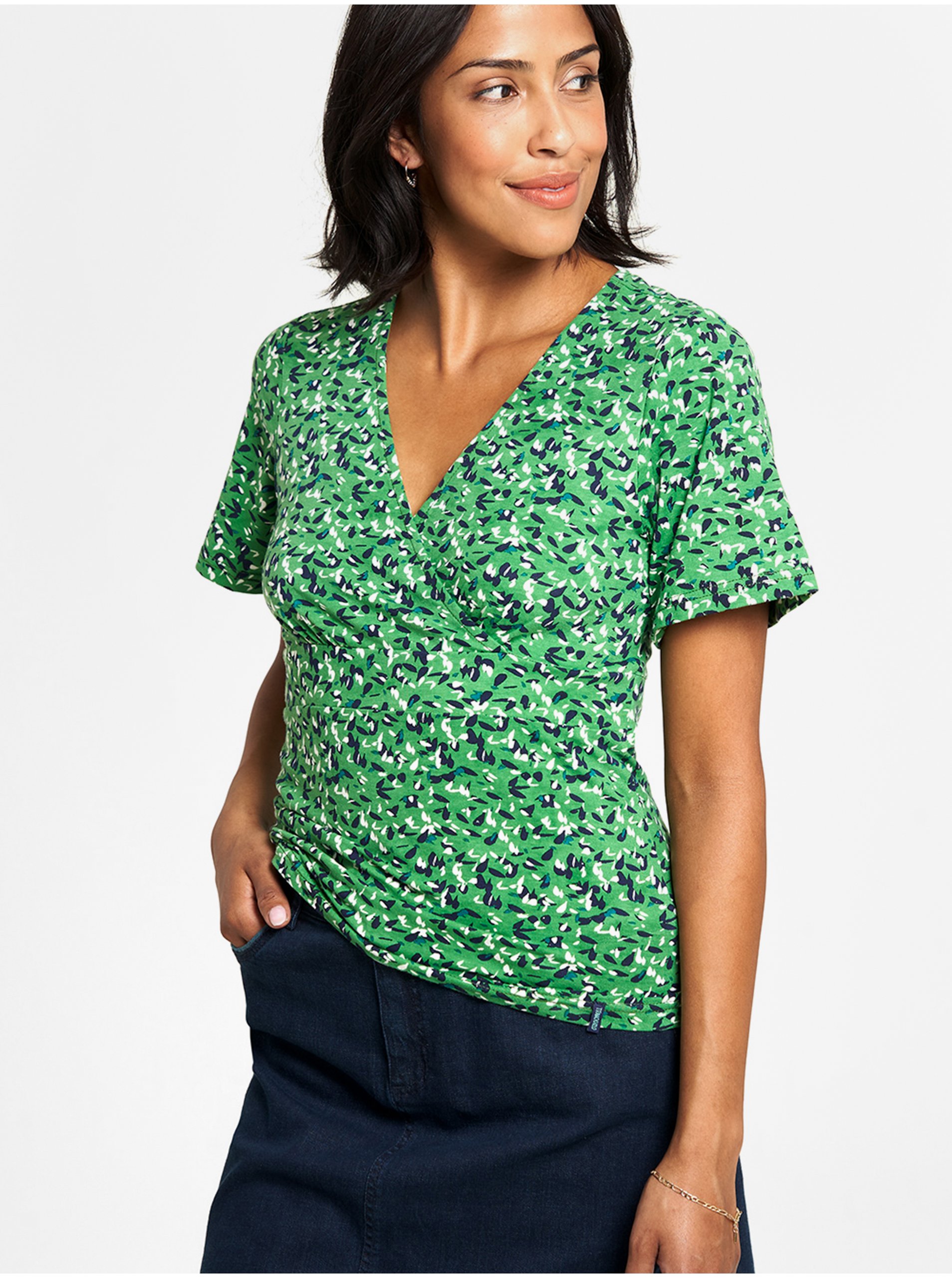 Levně Zelené vzorované tričko Tranquillo - Dámské