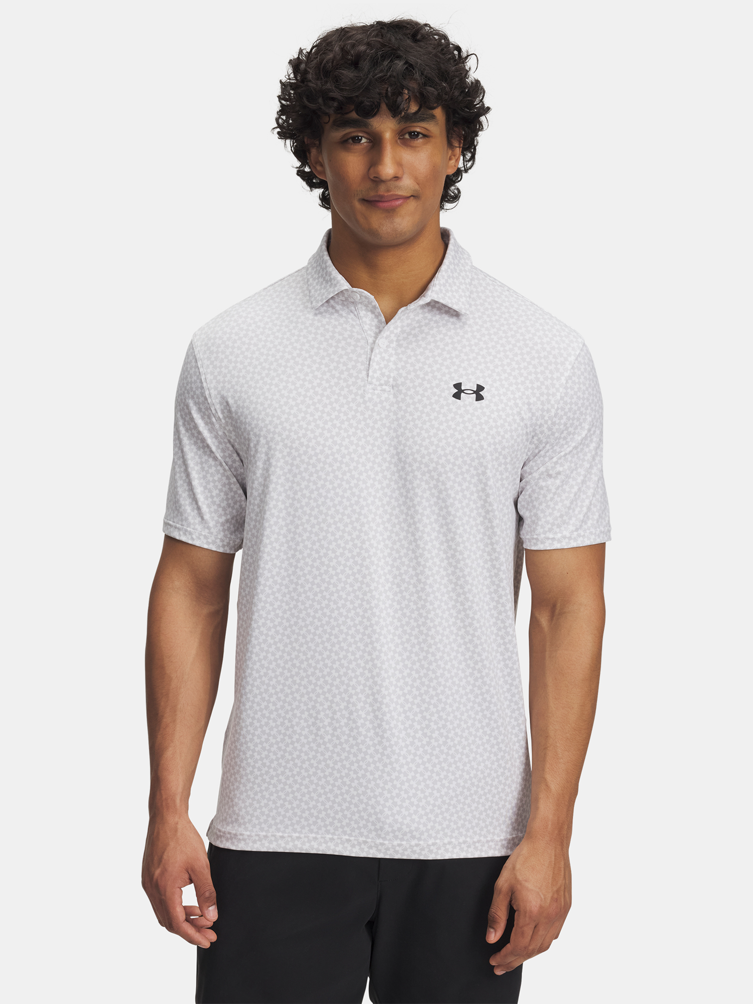 Mens Under Armour UA T2G Printed Polo-WHT T-Shirt - Mens