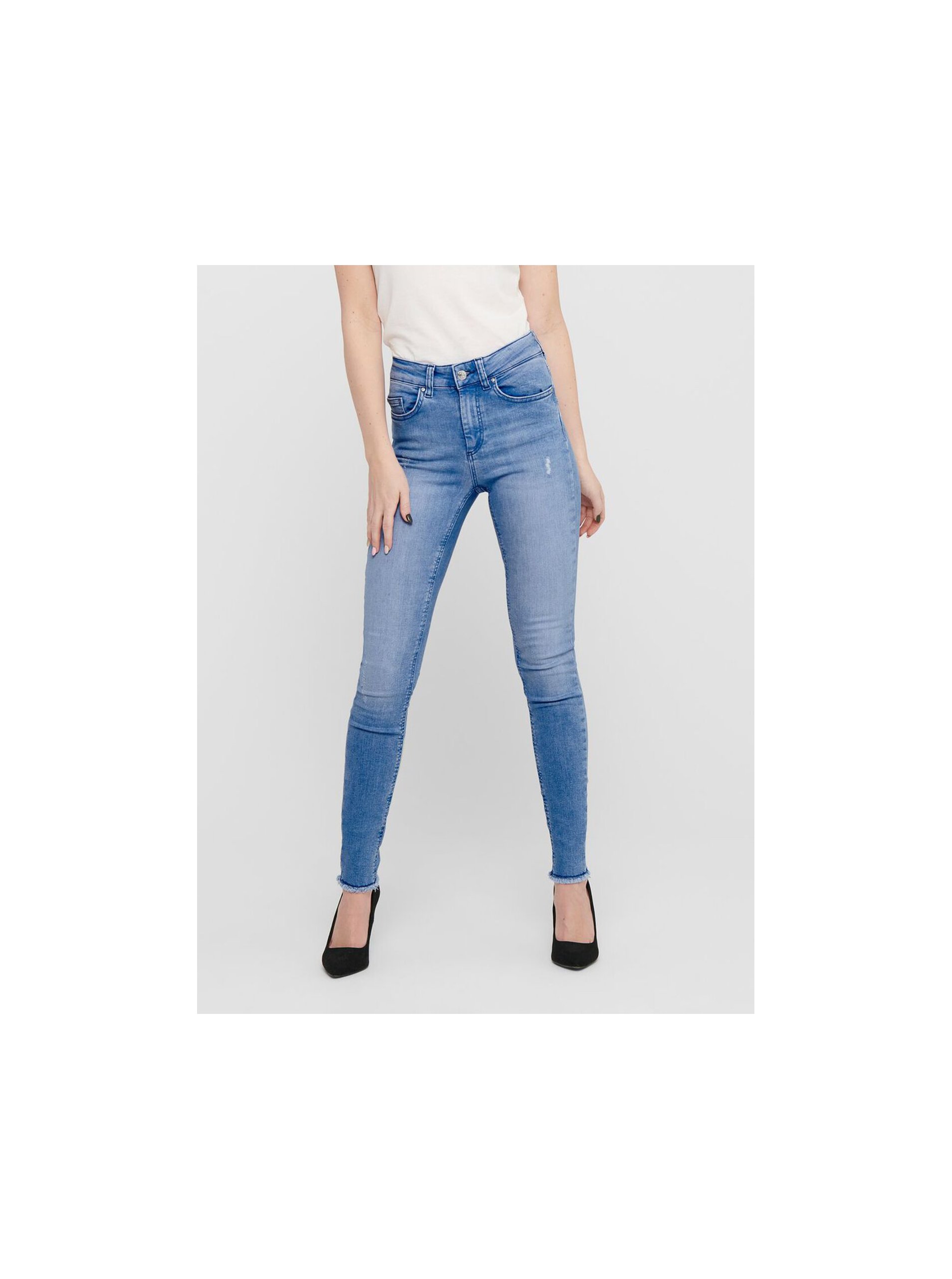 Blue Skinny Fit Jeans With Split Hems ONLY Blush - Women