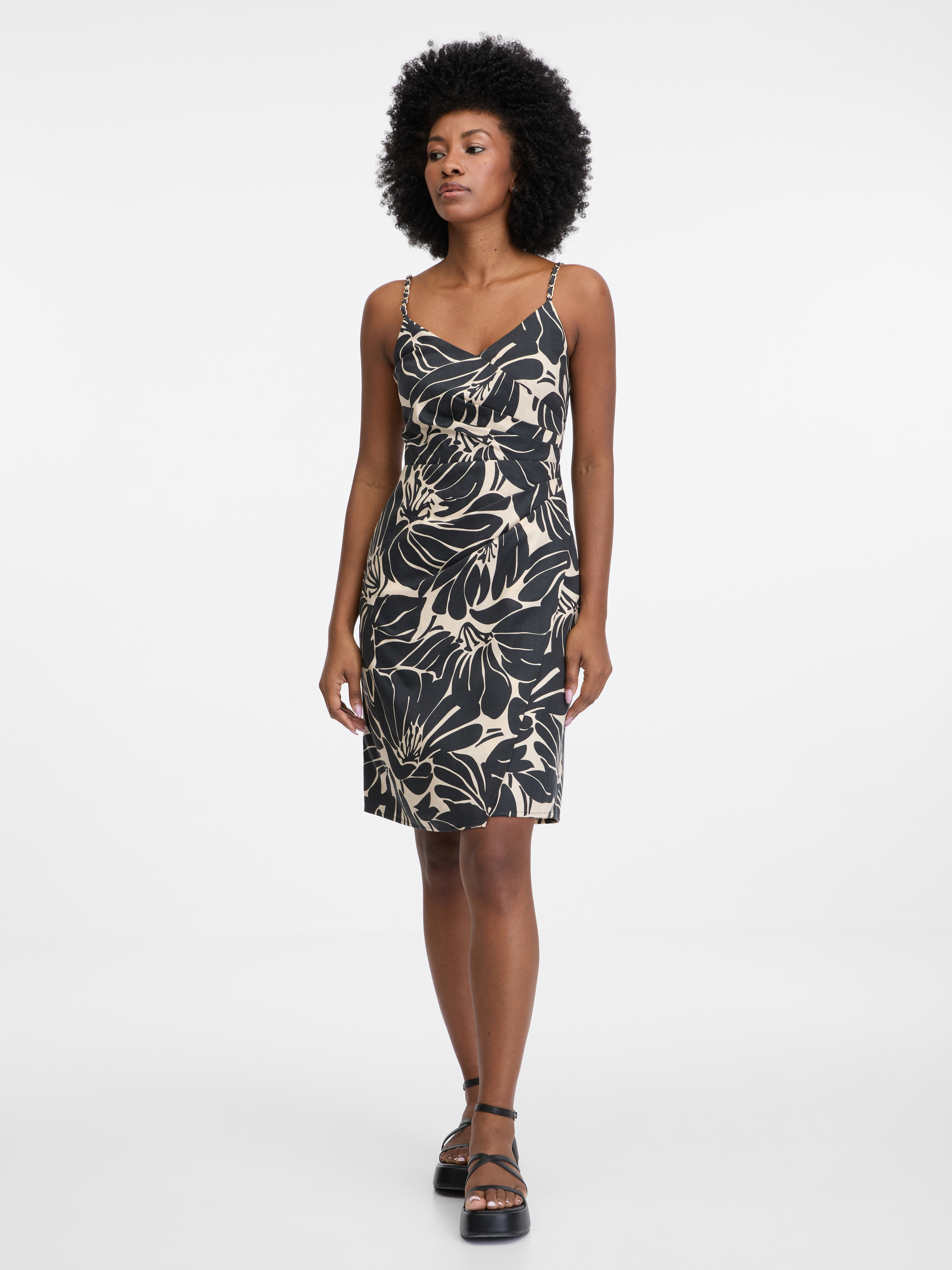 Orsay Černé dámské vzorované krátké šaty - Dámské