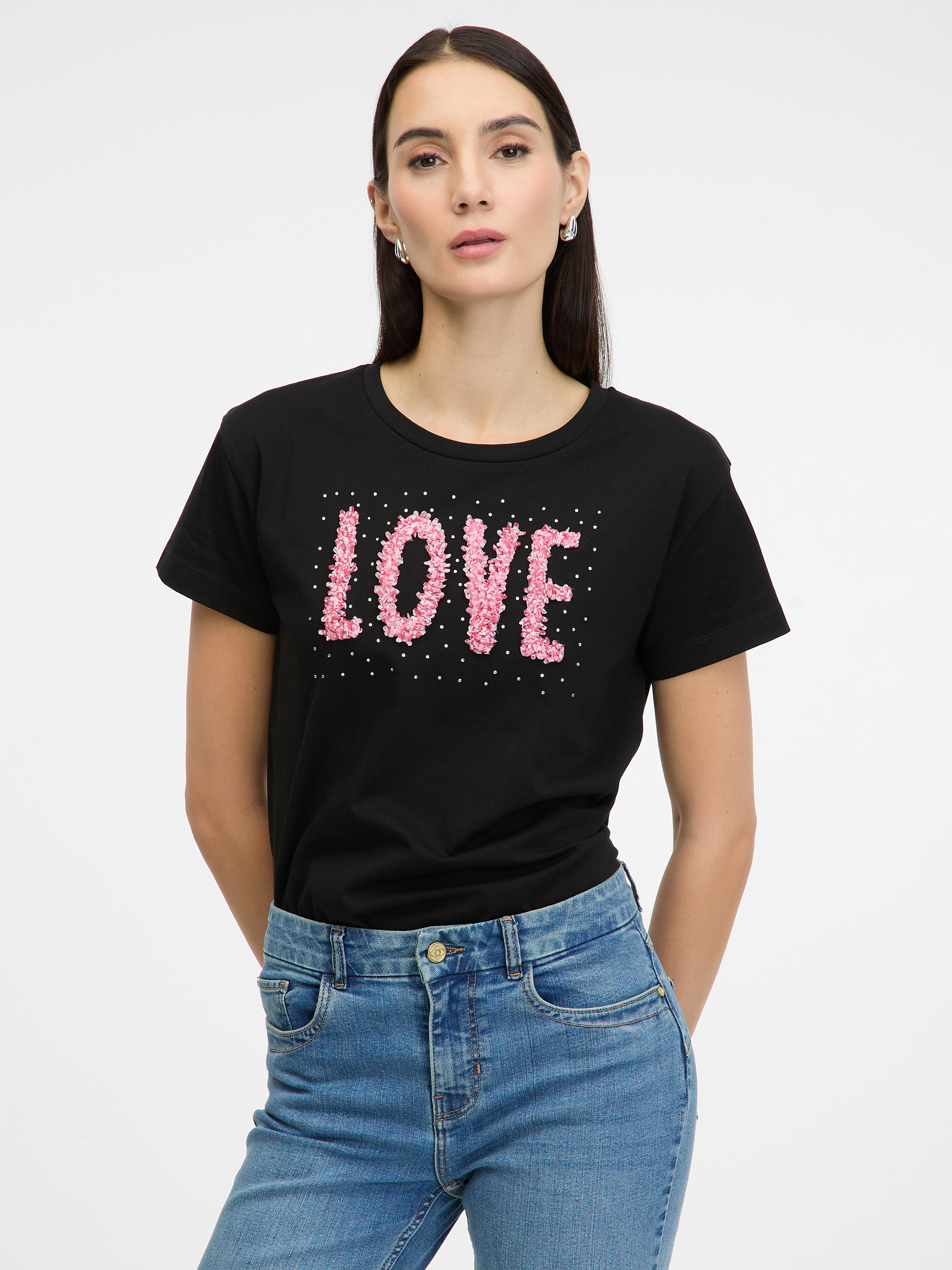 Black women's short-sleeved T-shirt ORSAY - Women's