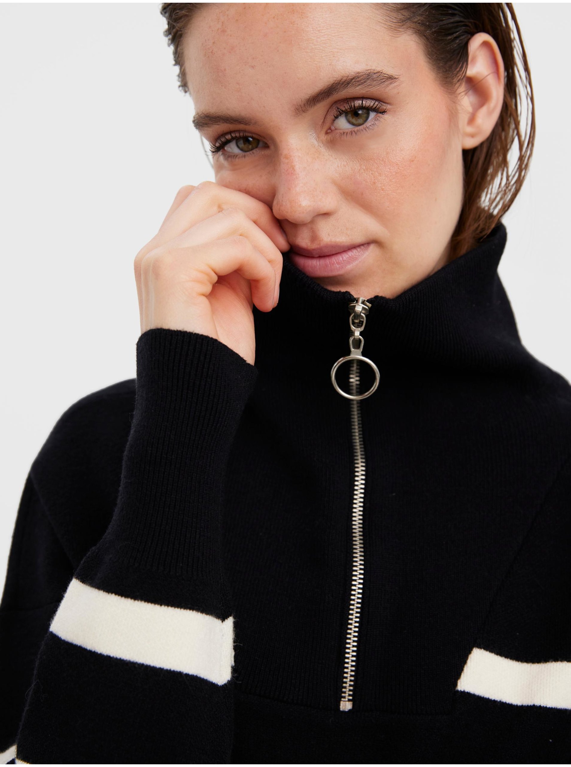 Cream-black striped sweater VERO MODA Saba - Women's