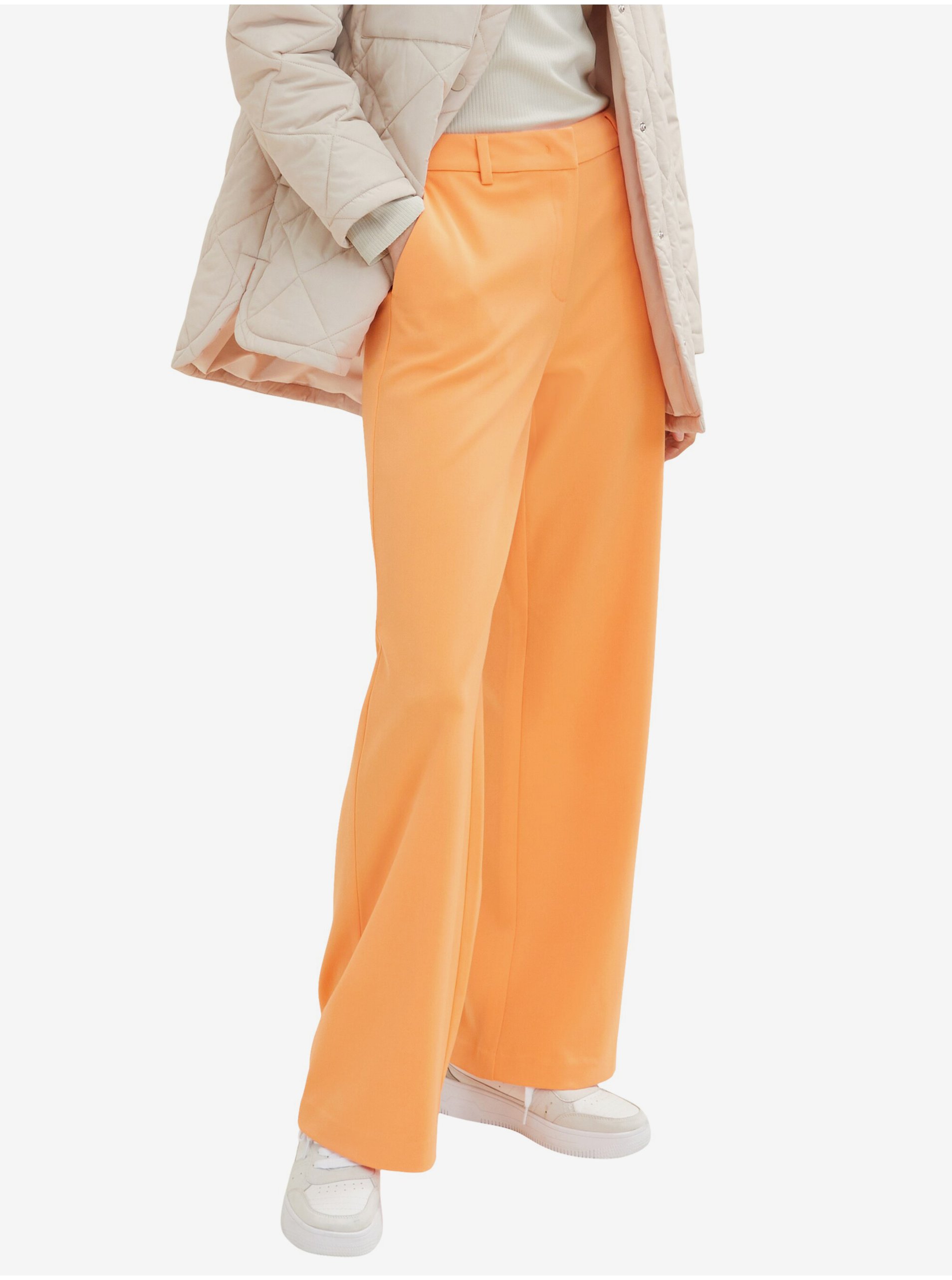 Levně Oranžové dámské široké kalhoty Tom Tailor - Dámské