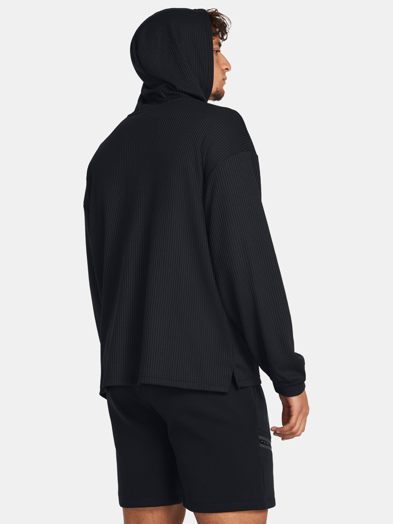 Men's Under Armour UA Rival Waffle Hoodie-BLK - Men's