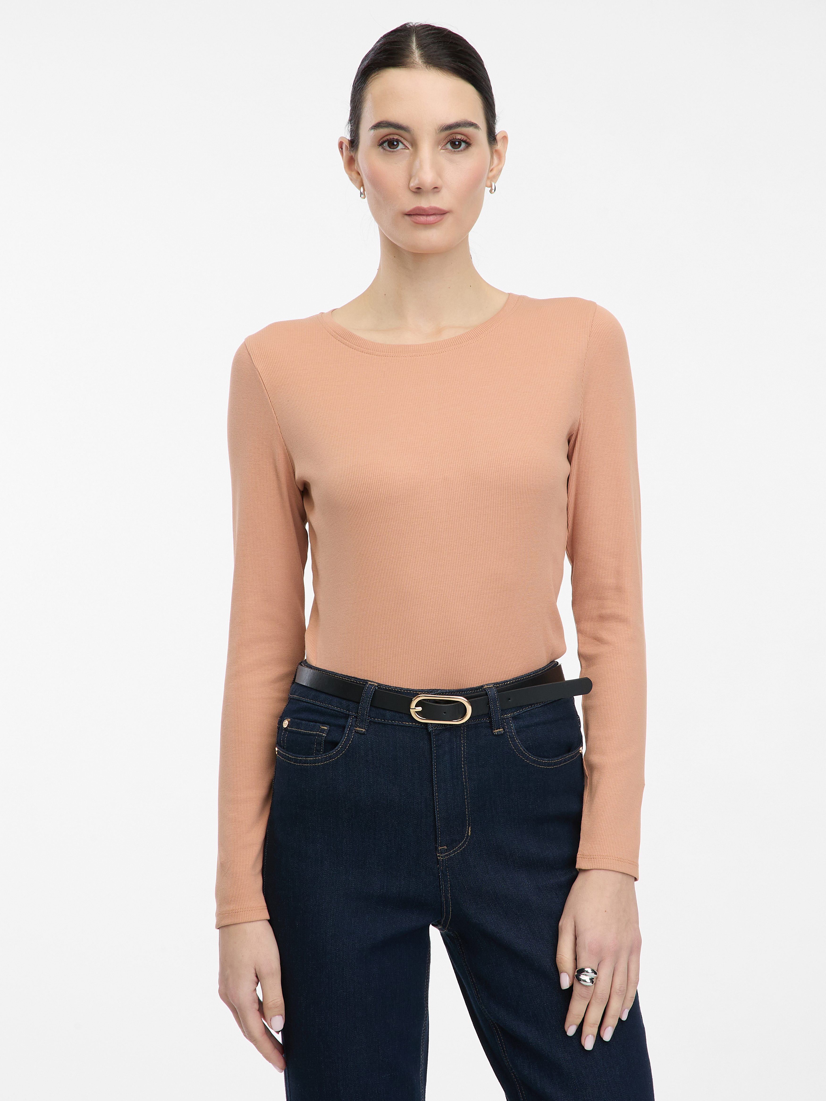 Light brown womens long-sleeved T-shirt ORSAY - Womens