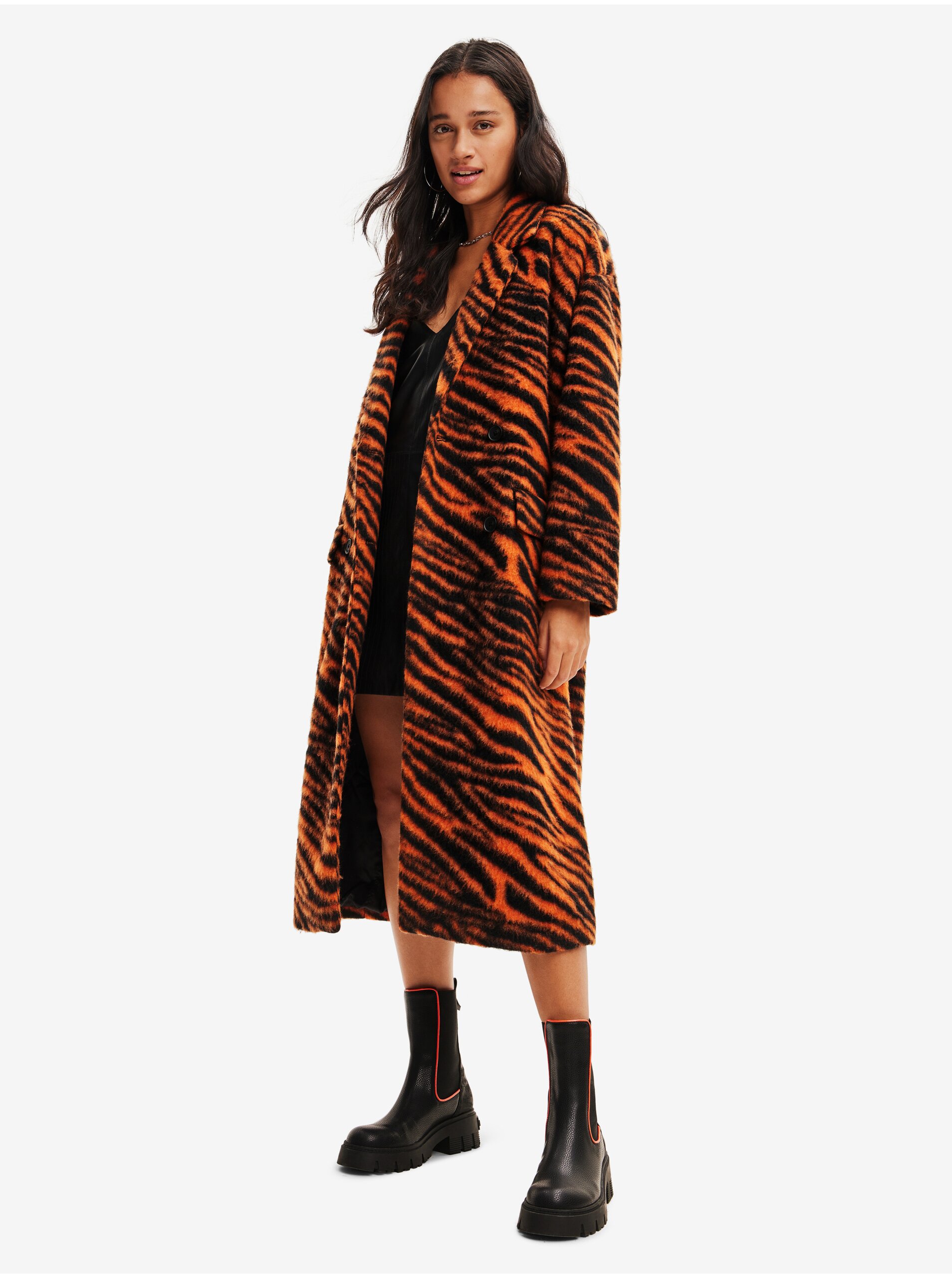Orange Desigual Esmeralda Patterned Coat for Women - Women