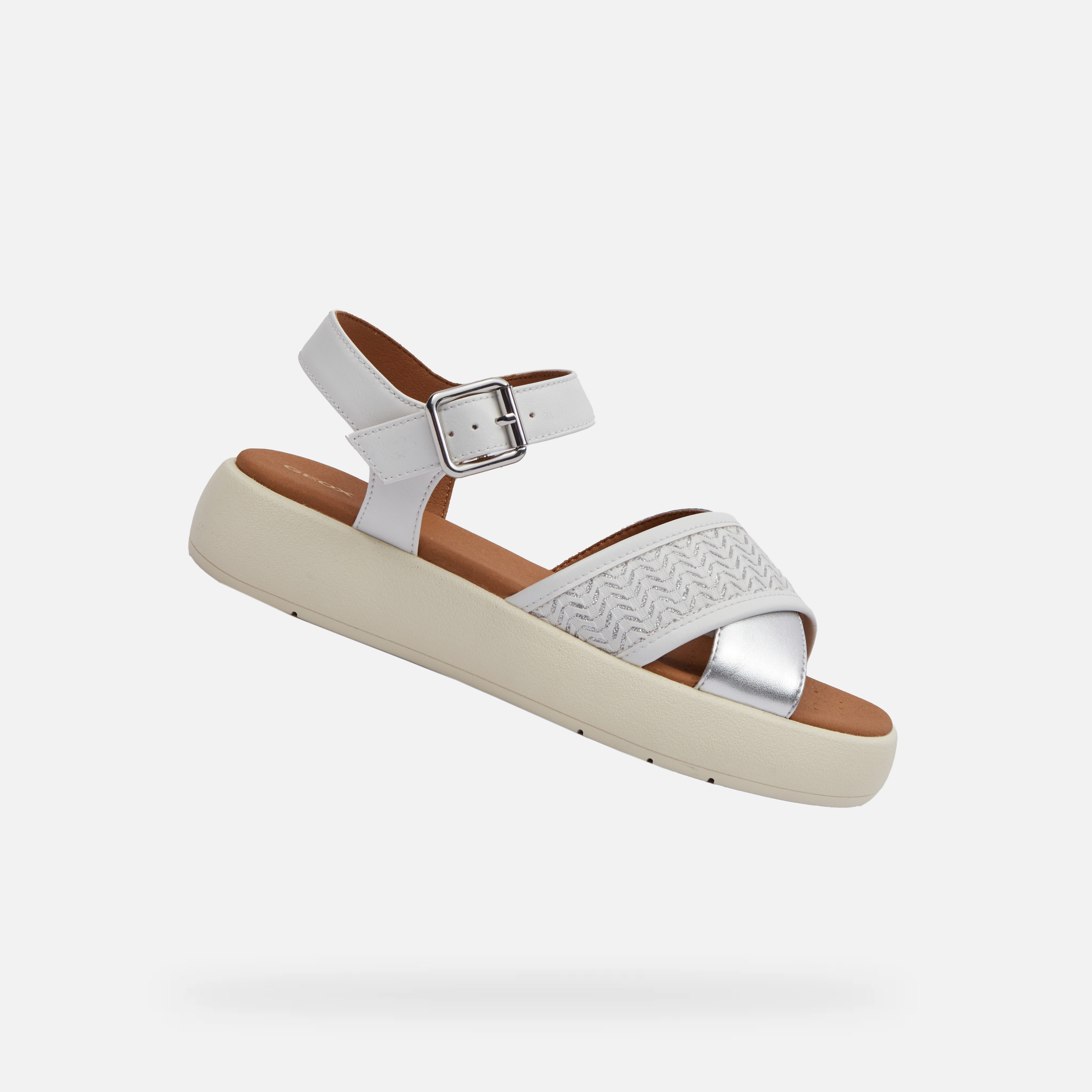 White womens sandals Geox Camalei - Womens