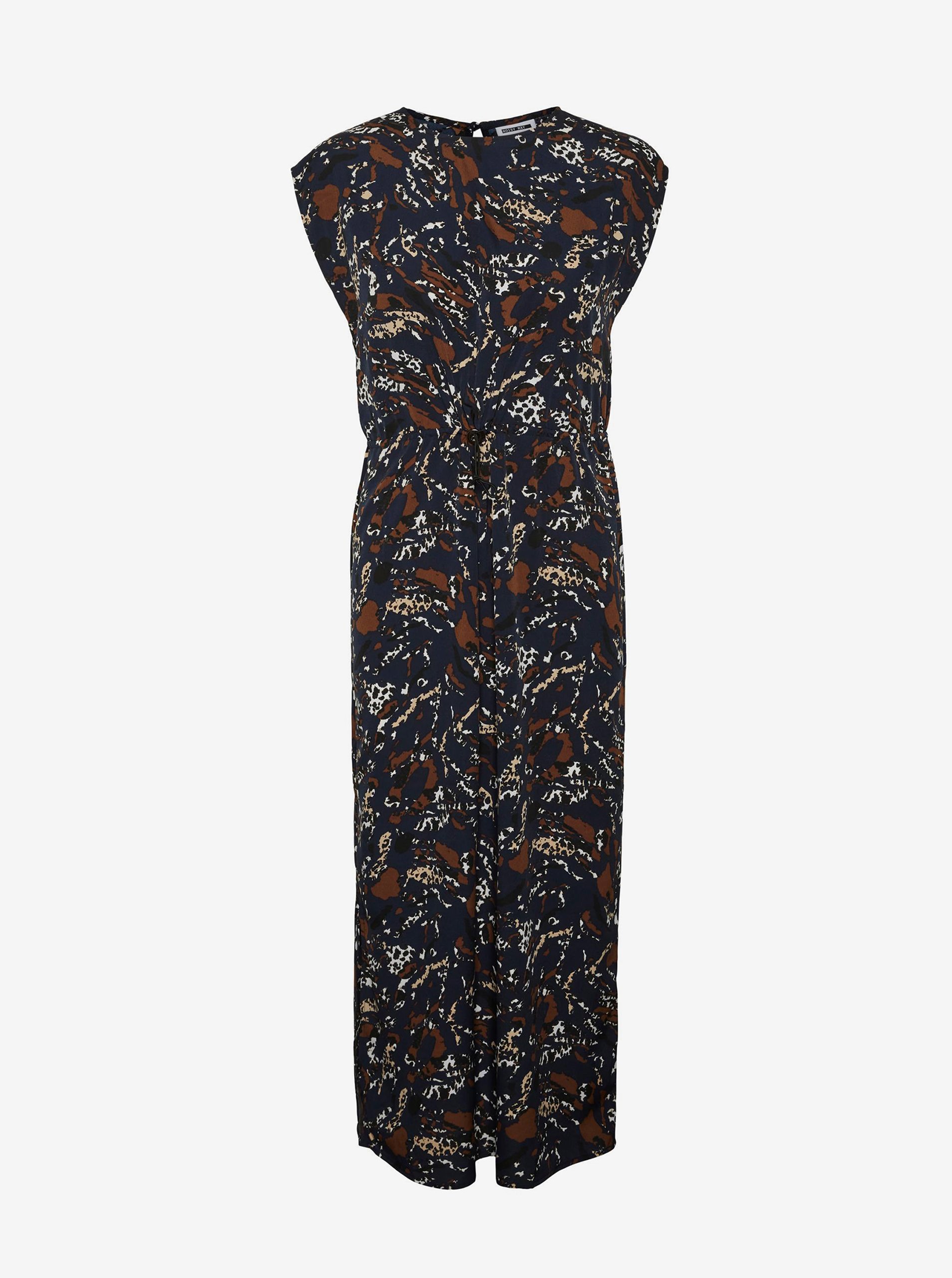 Navy blue patterned maxi dress with a cut-out on the back Noisy May Mo - Women