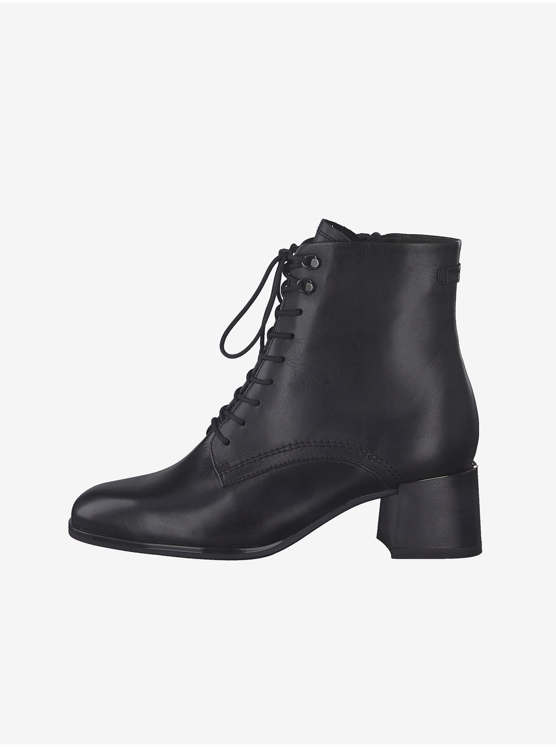 Black Leather Heeled Ankle Boots for Women Tamaris - Ladies