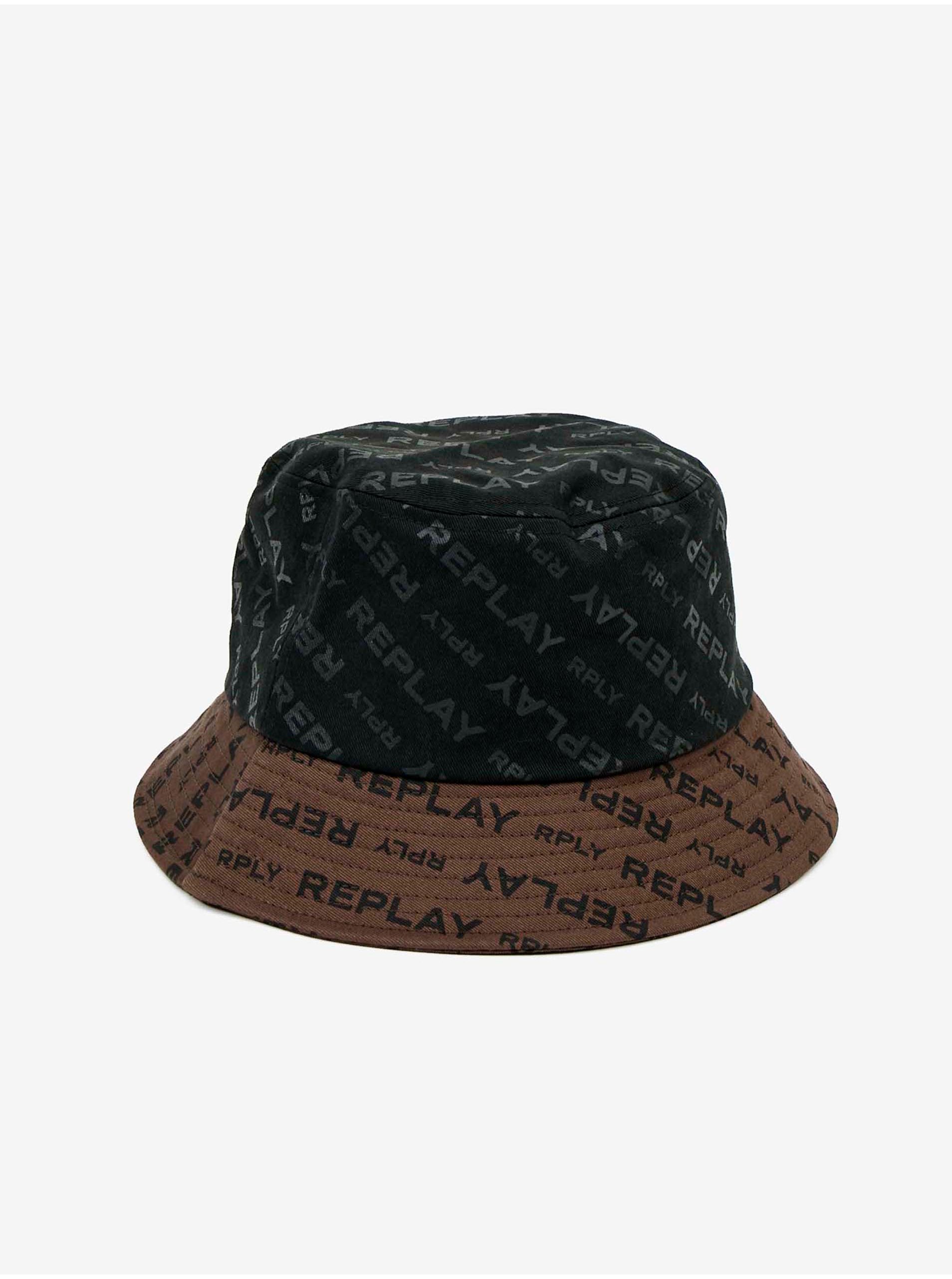 Brown-black men's hat with Replay motif - Men