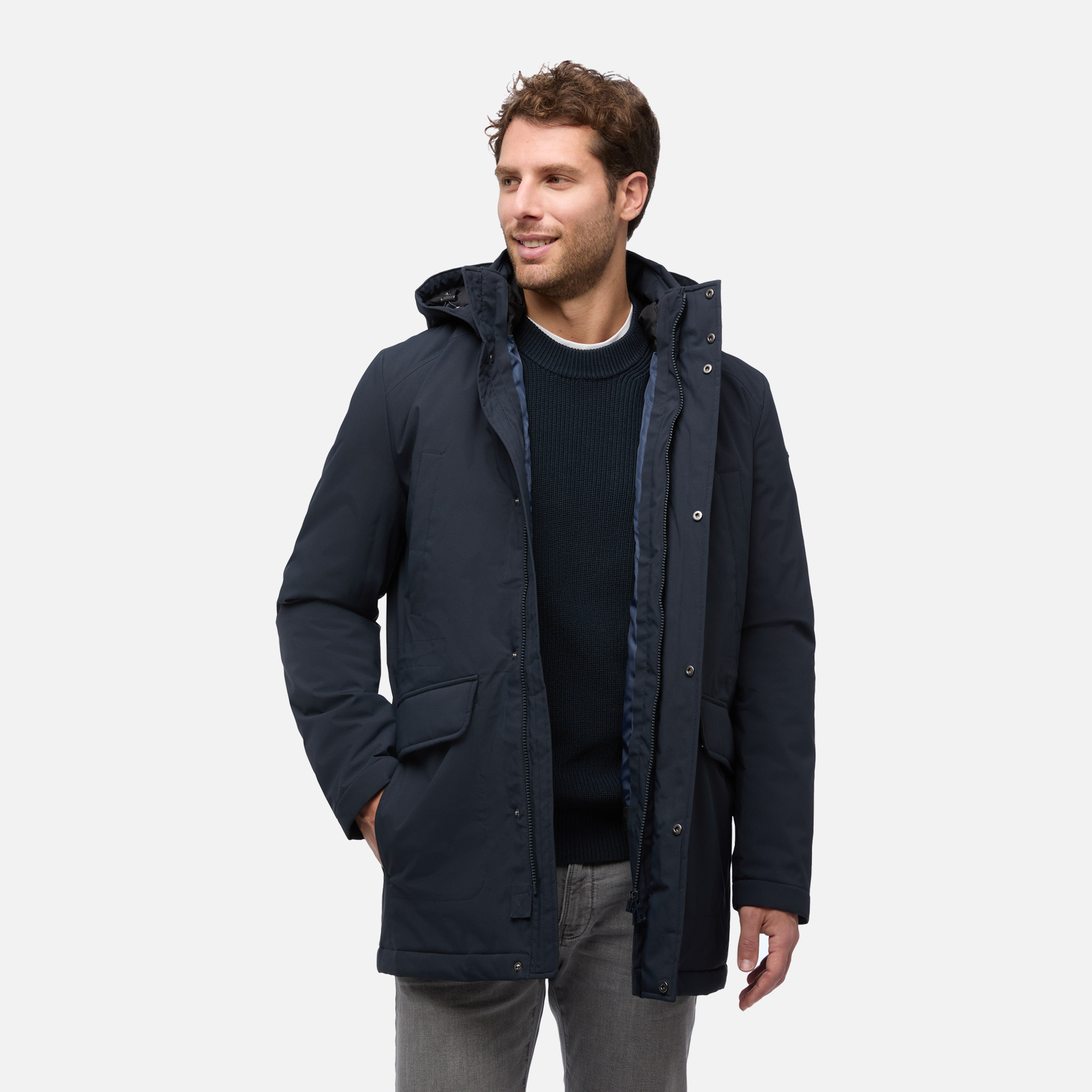 Dark Blue Men's Quilted Jacket Geox Andalo - Mens