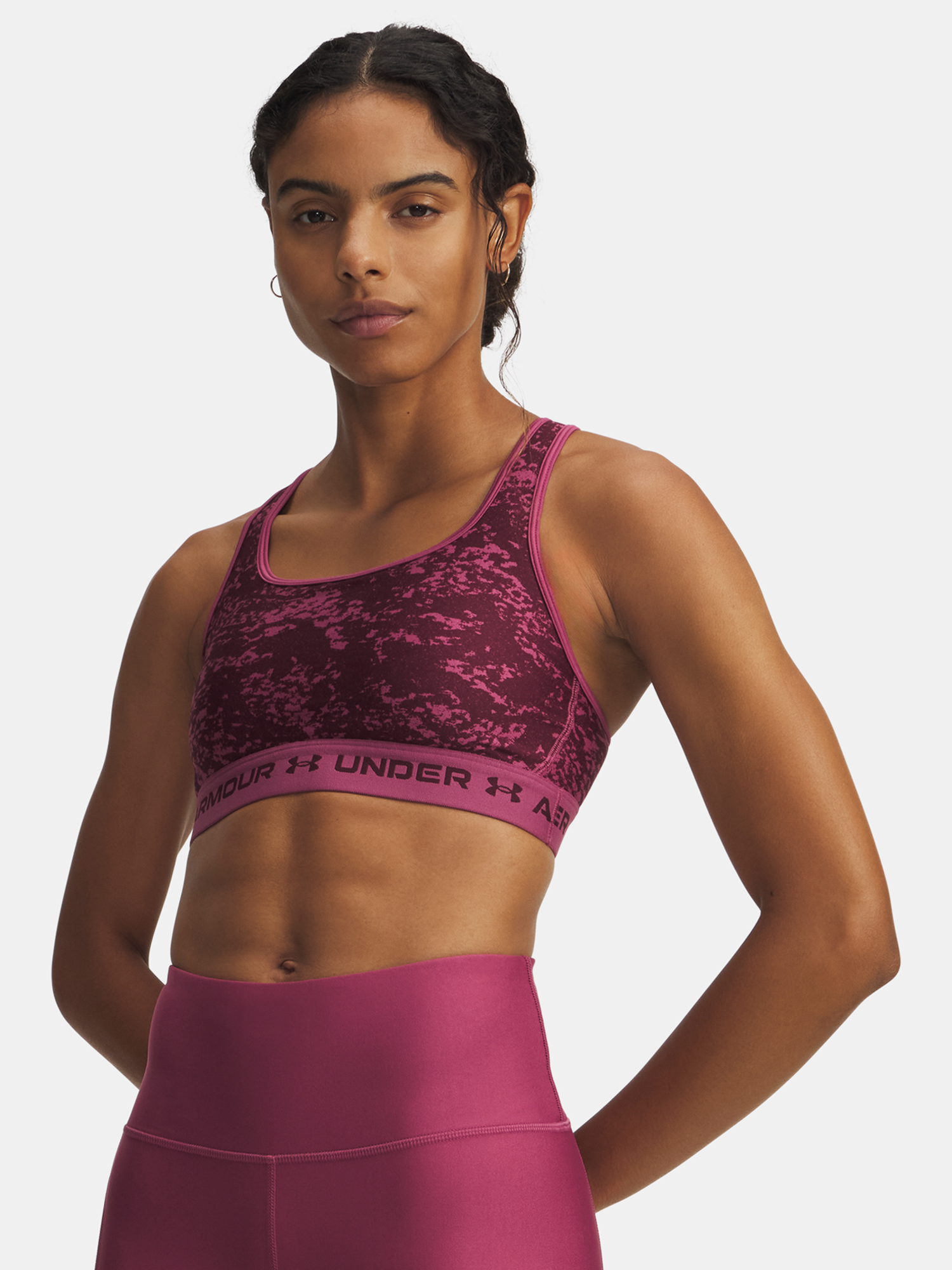 Under Armour Crossback Mid Print-RED Women's Bra - Women's