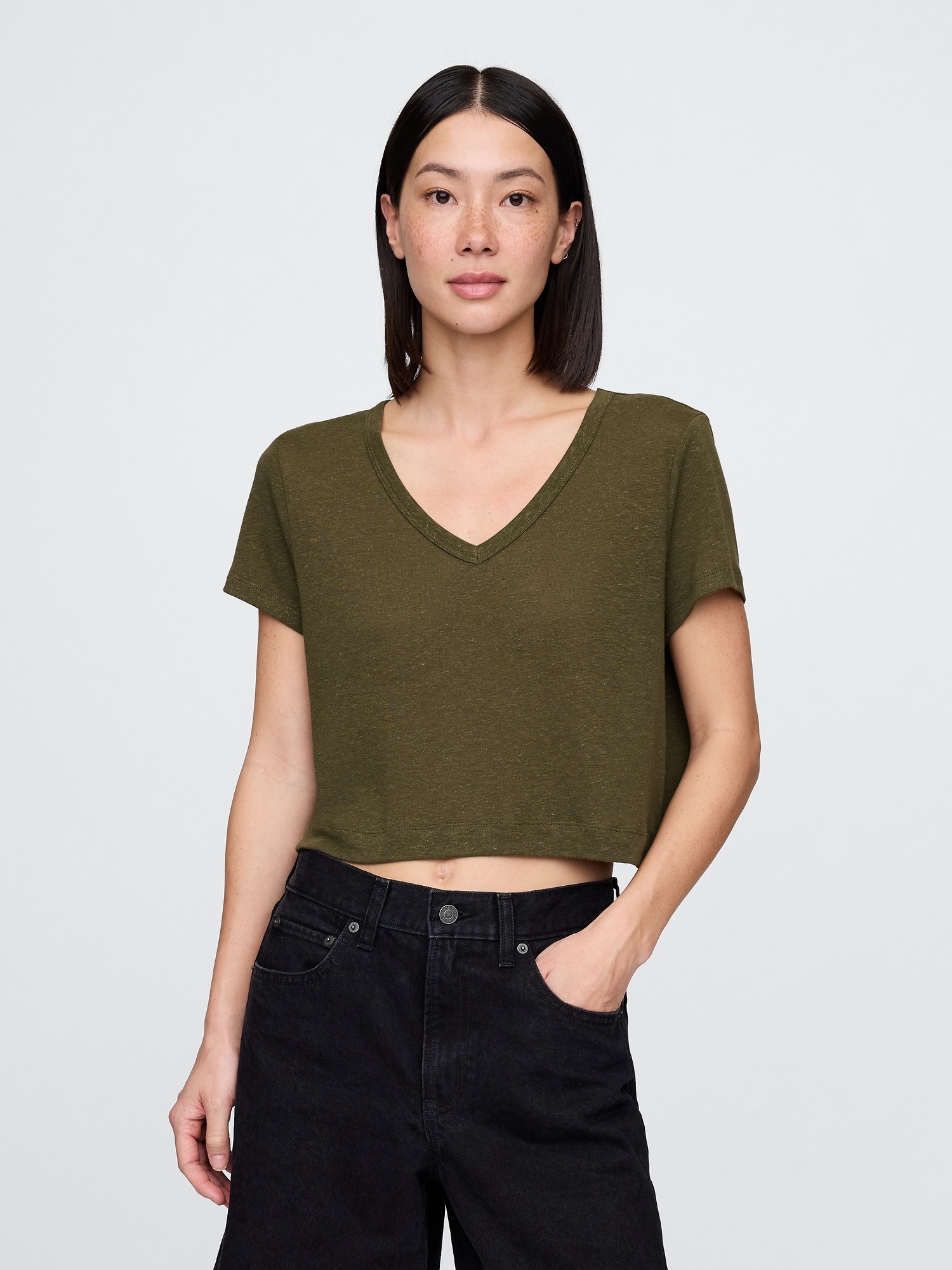 GAP Linen crop t-shirt - Womens