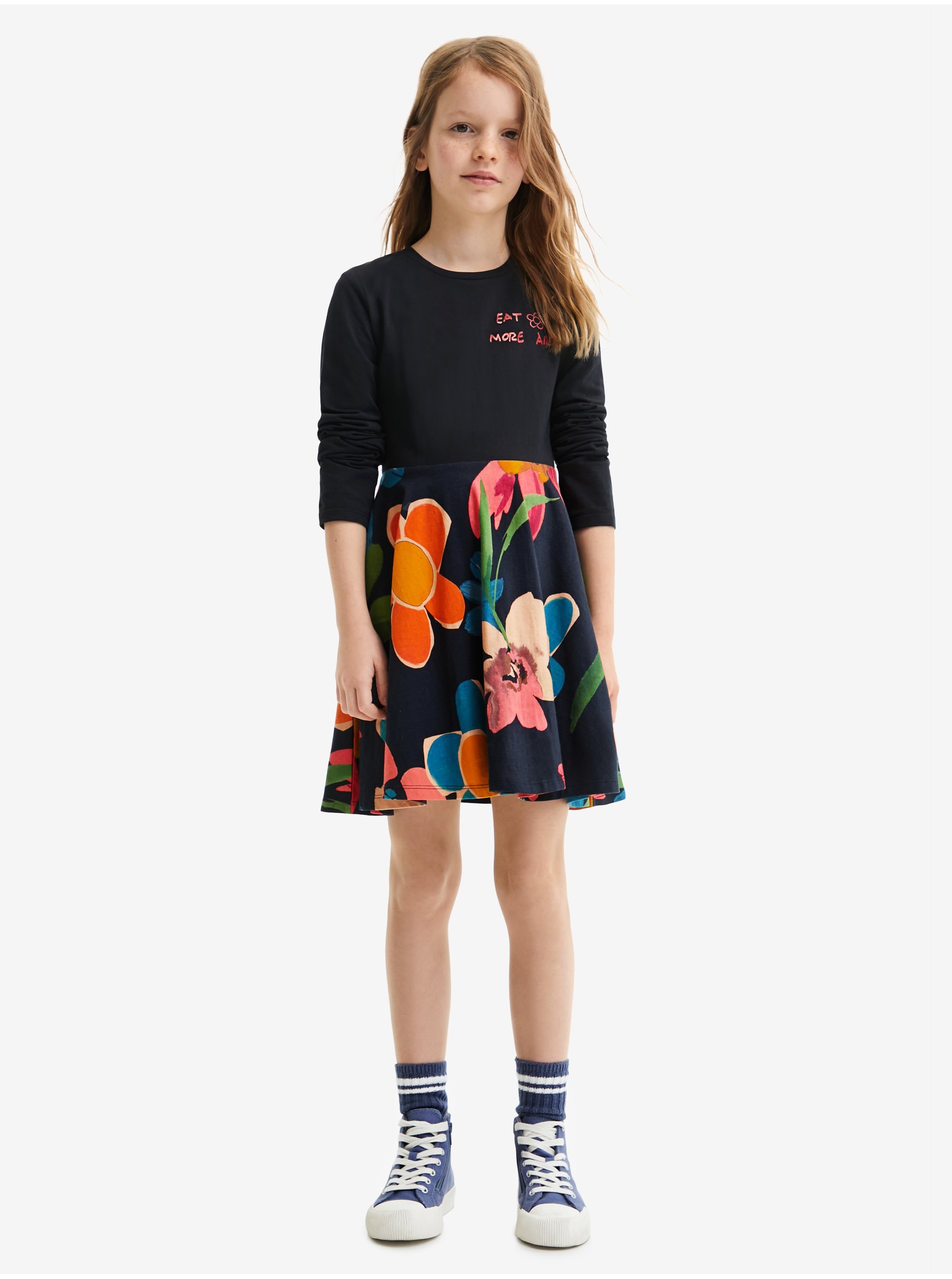 Black Girly Floral Dress Desigual Carmen - Girls