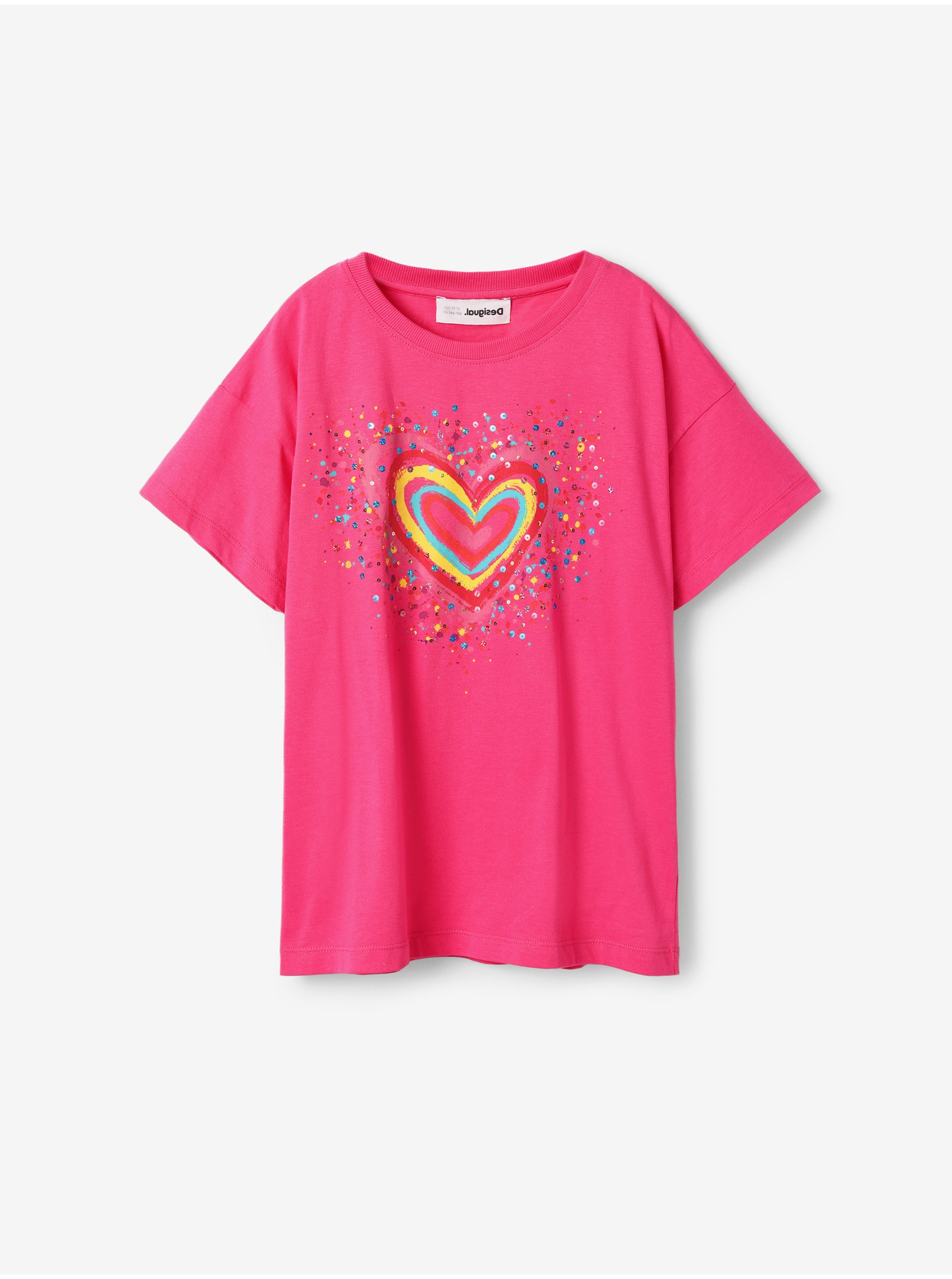 Dark Pink Girls' T-shirt Desigual Heart - Girls