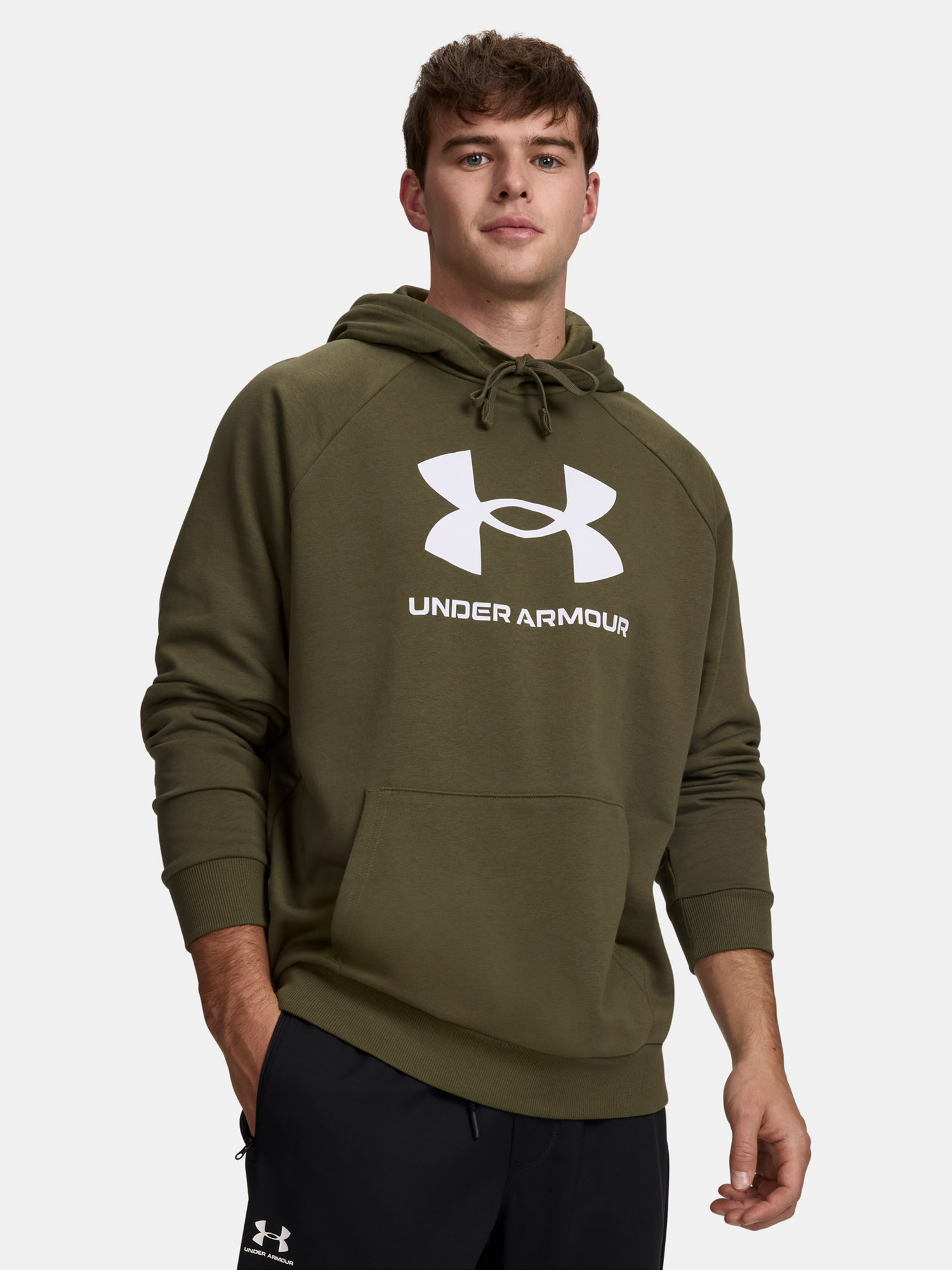 Khaki pánska mikina s kapucňou Under Armour Rival