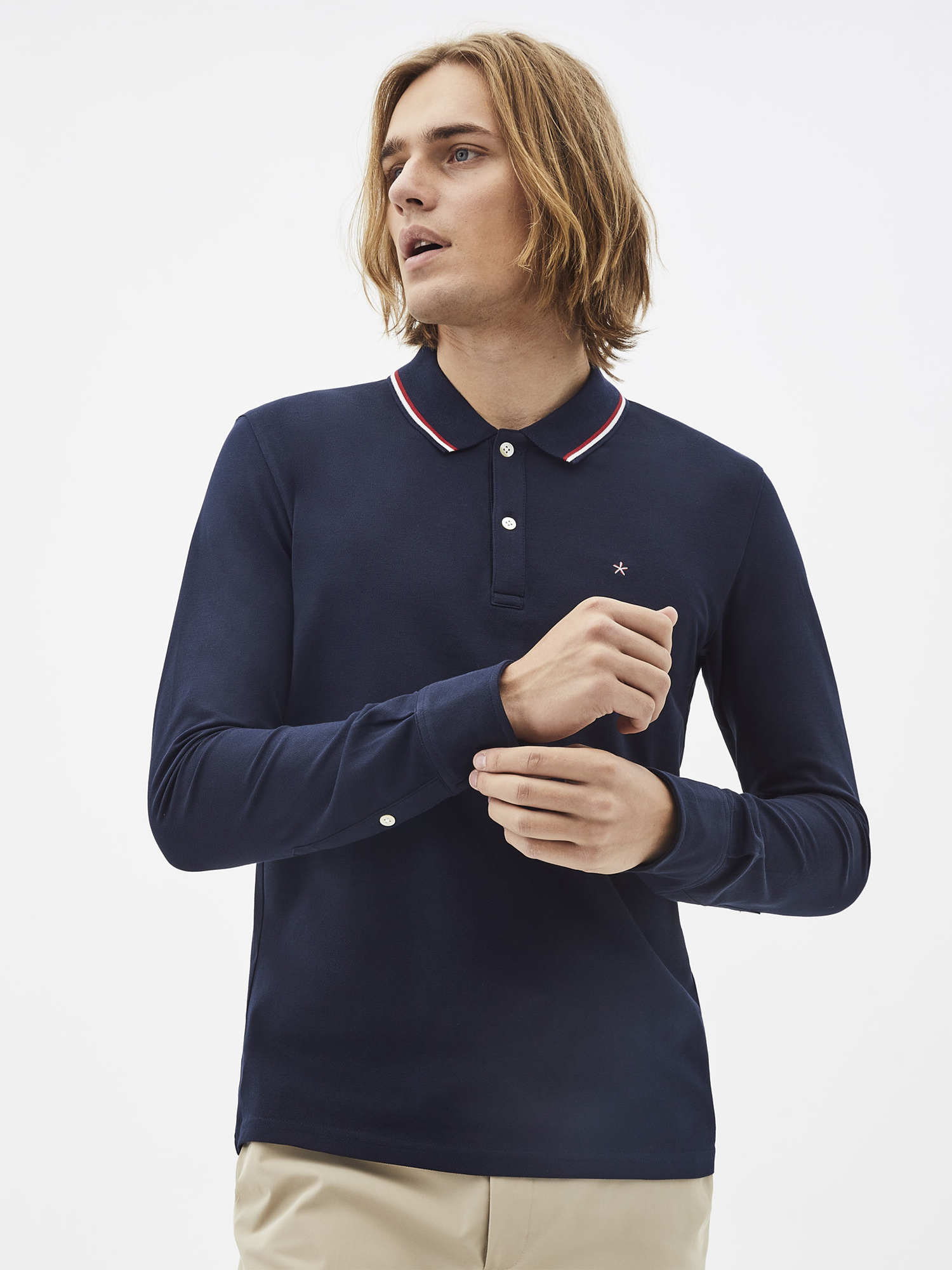 Pánske tričko s dlhym rukávom Celio Collar