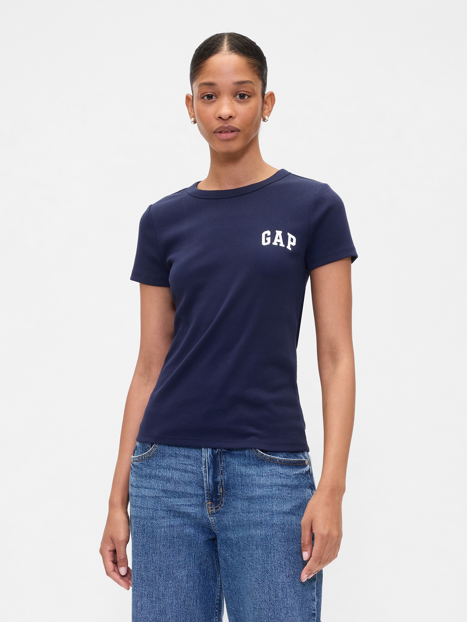 GAP Ribbed T-Shirt with Logo - Women's