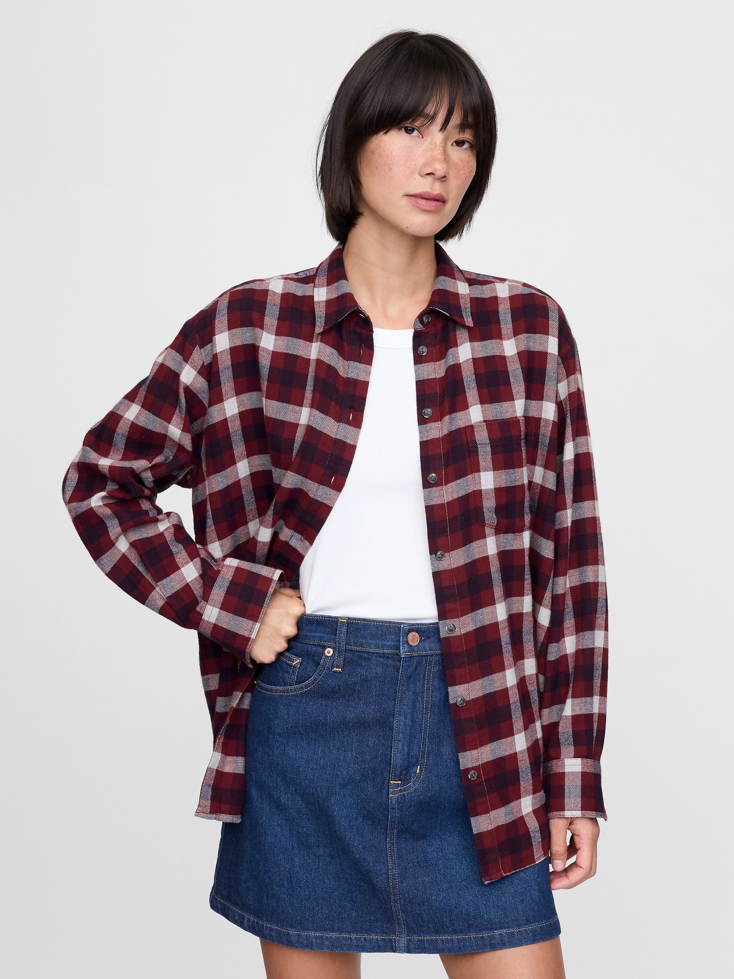 GAP Oversize flannel shirt Big Shirt - Womens