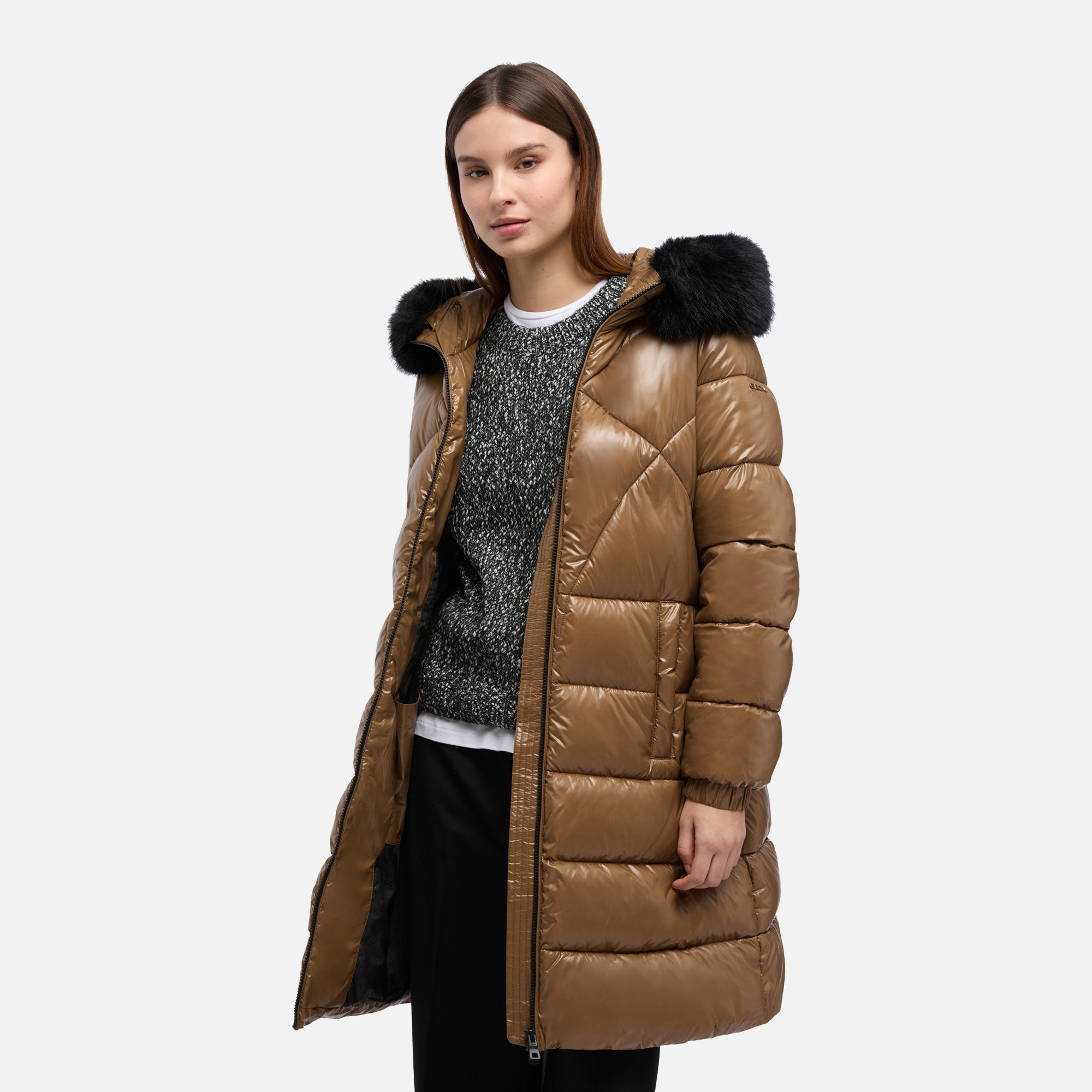Parka maro de damă Geox Backsie