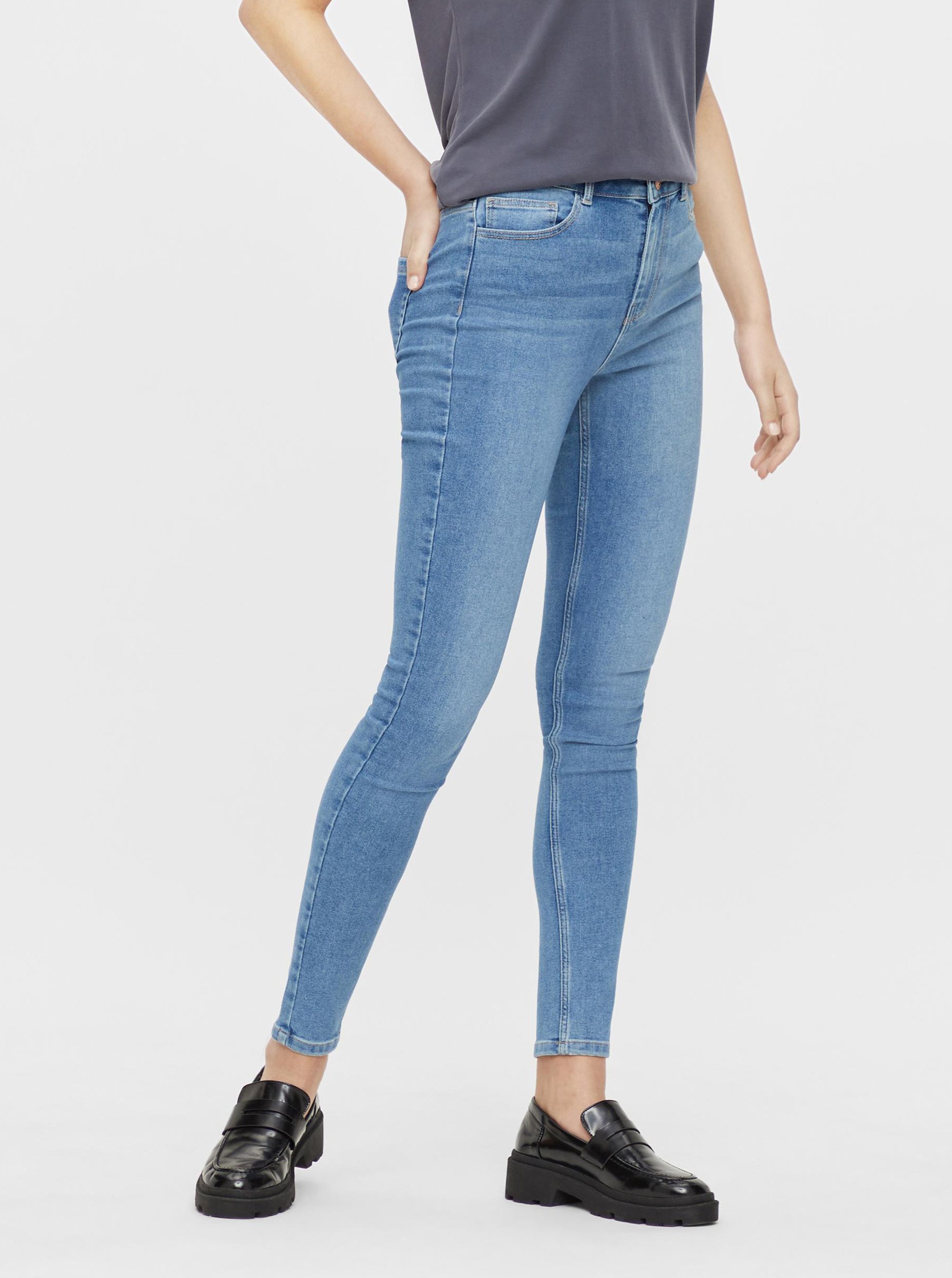 Modré dámské skinny fit džíny Pieces Highfive - Dámské