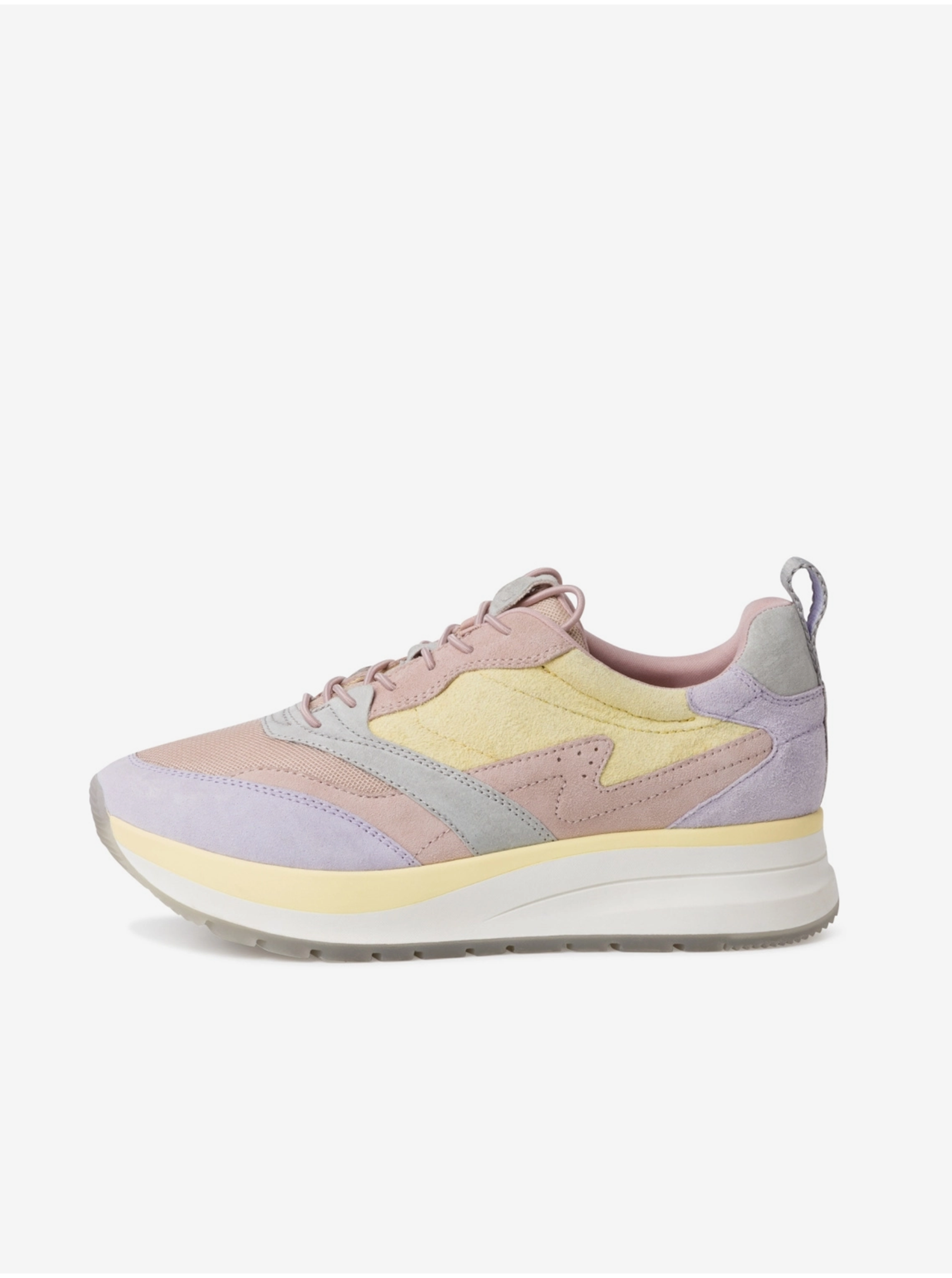 Yellow-Beige Leather Sneakers Tamaris - Women