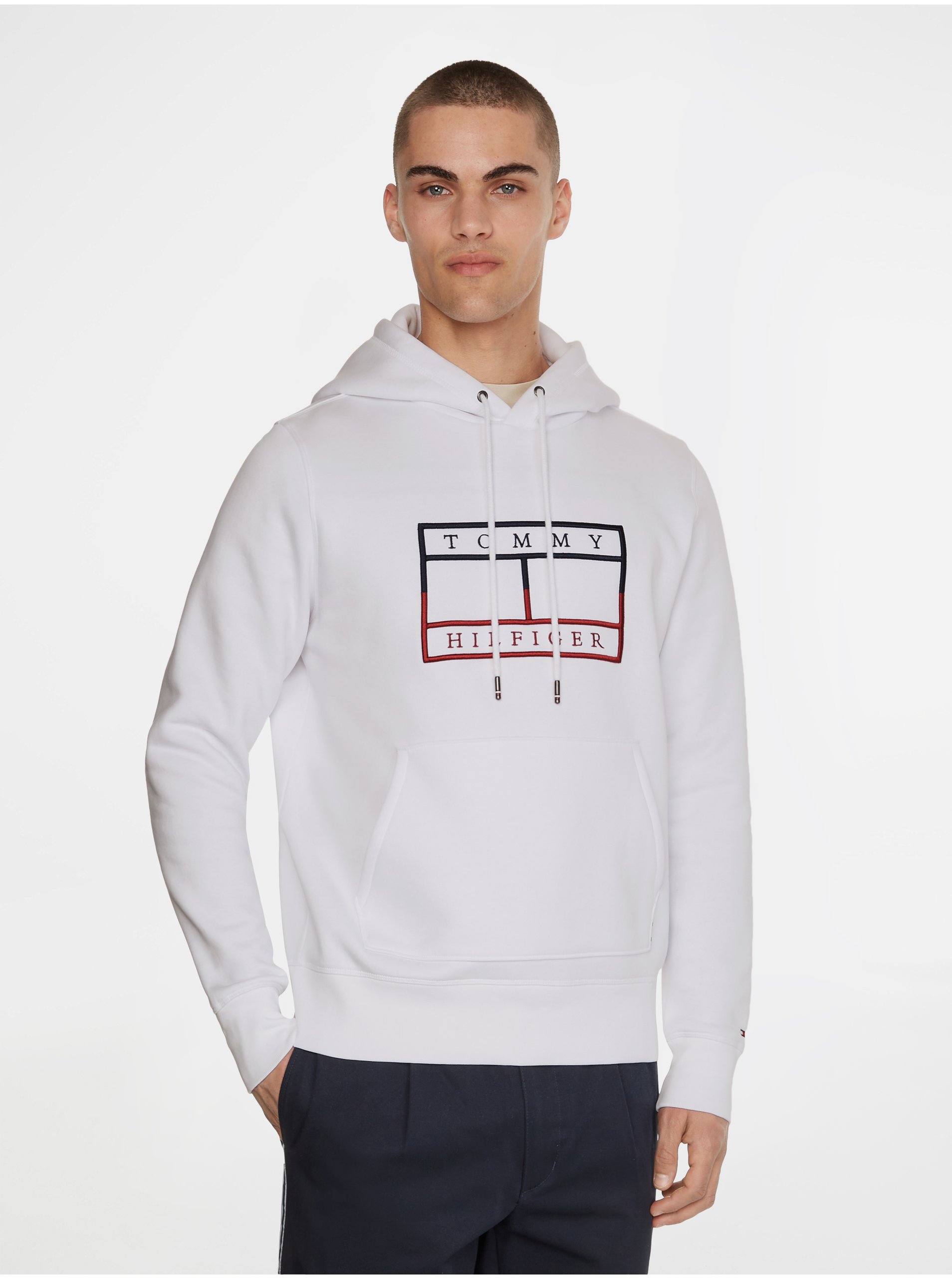 Tommy Hilfiger Sweatshirt - FLAG OUTLINE HOODY White