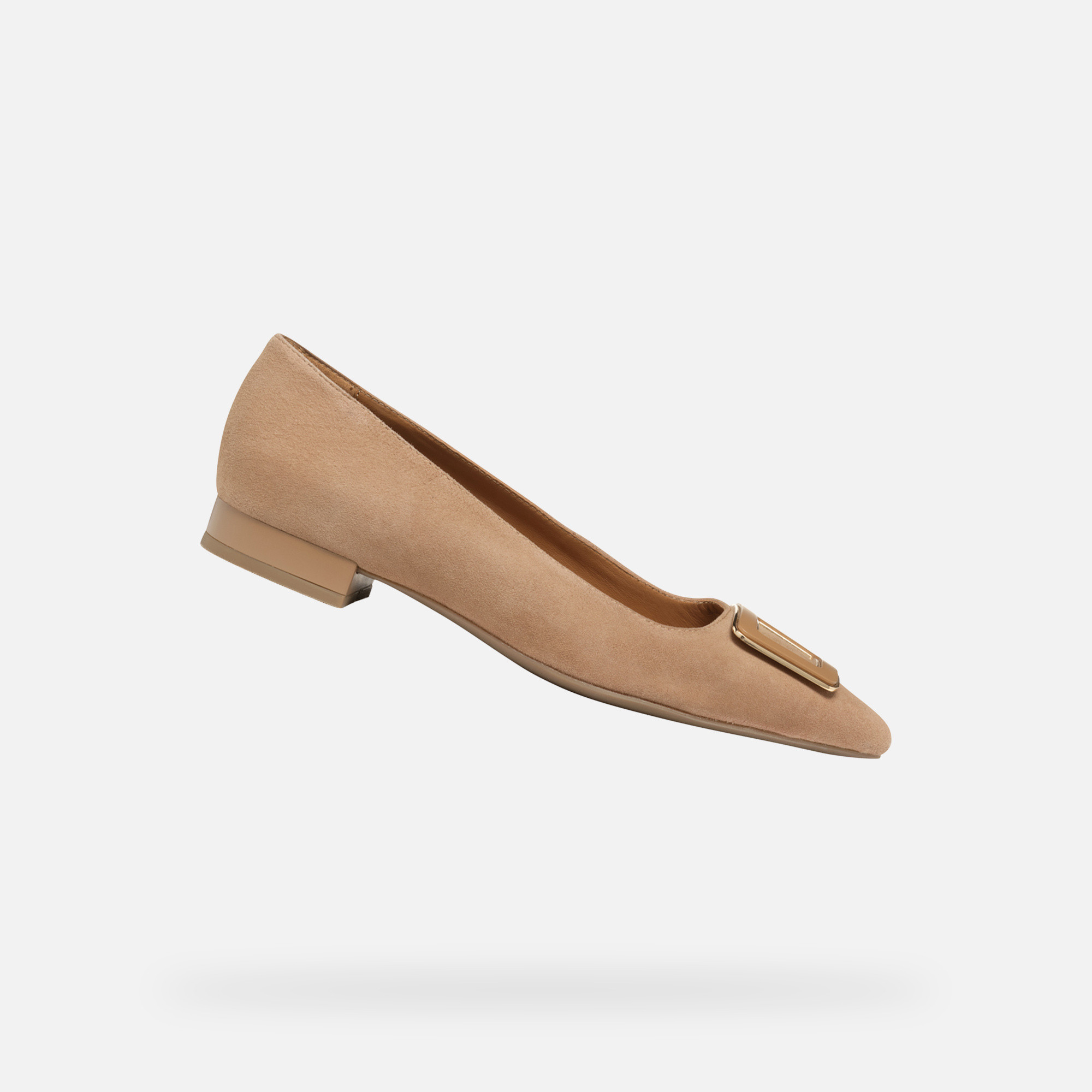 Grey womens ballet flats Geox Charyssa - Womens