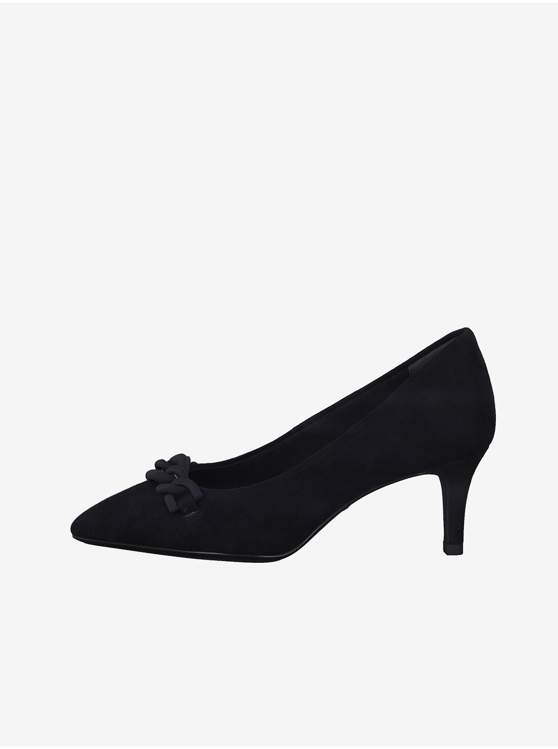 Tamaris Black Leather Heel Pumps - Women