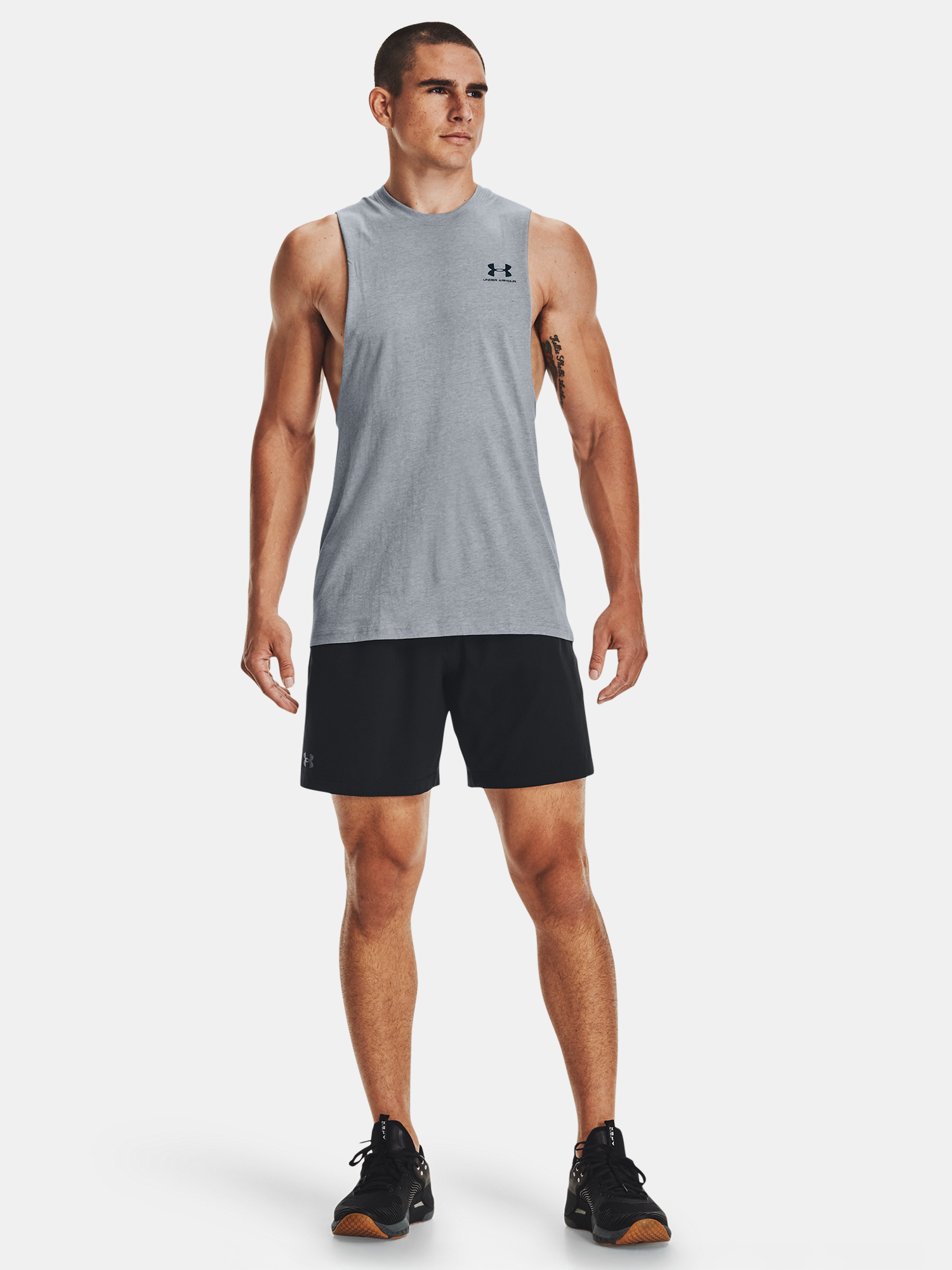 Men's Under Armour UA LEFT CHEST CUT OFF TANK-GRY - Men's Tank Top