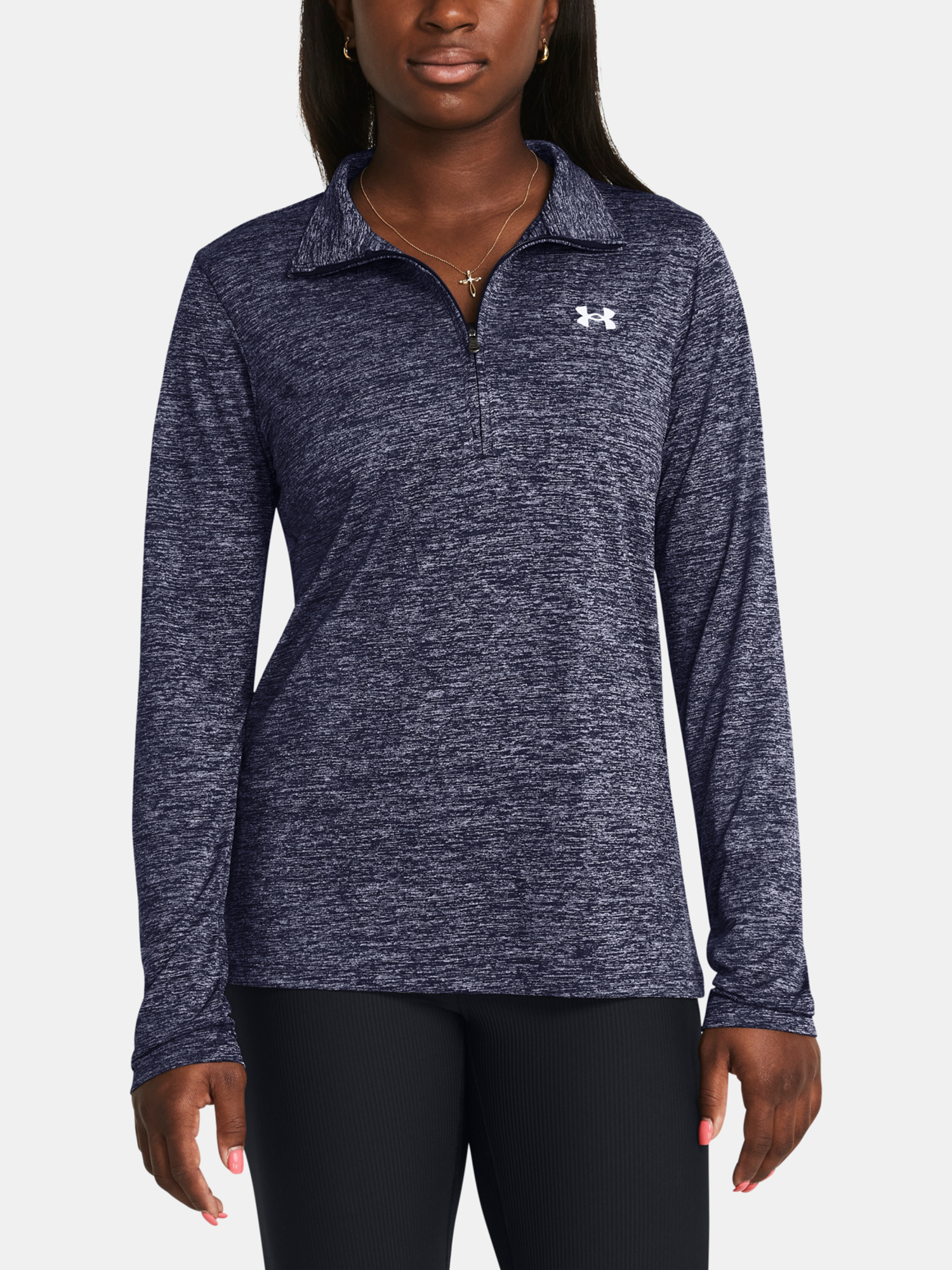 Under Armour Tech 1/2 Zip T-Shirt - Twist-BLU - Womens