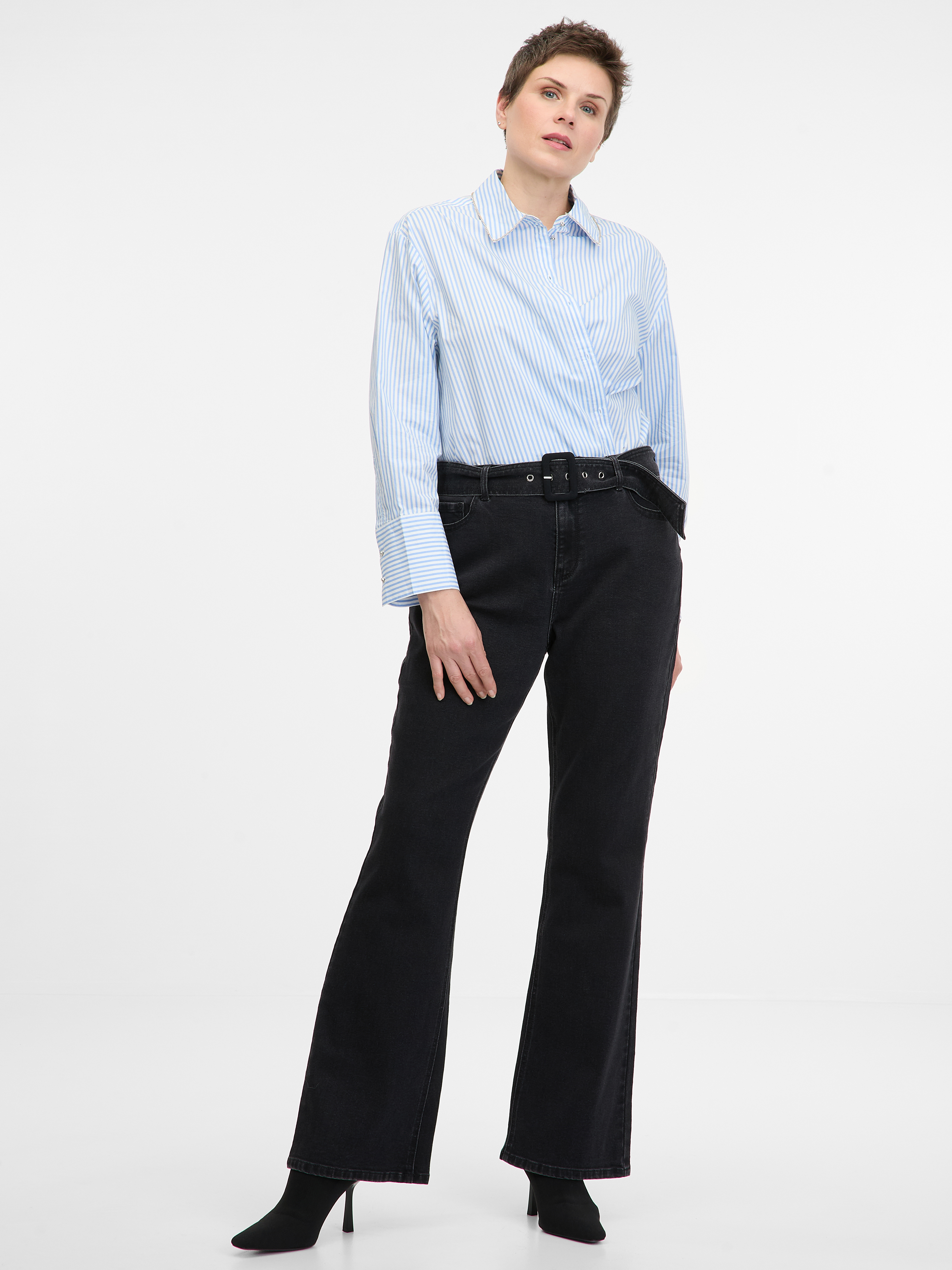 Light blue women&#039;s striped shirt ORSAY - Women&#039;s