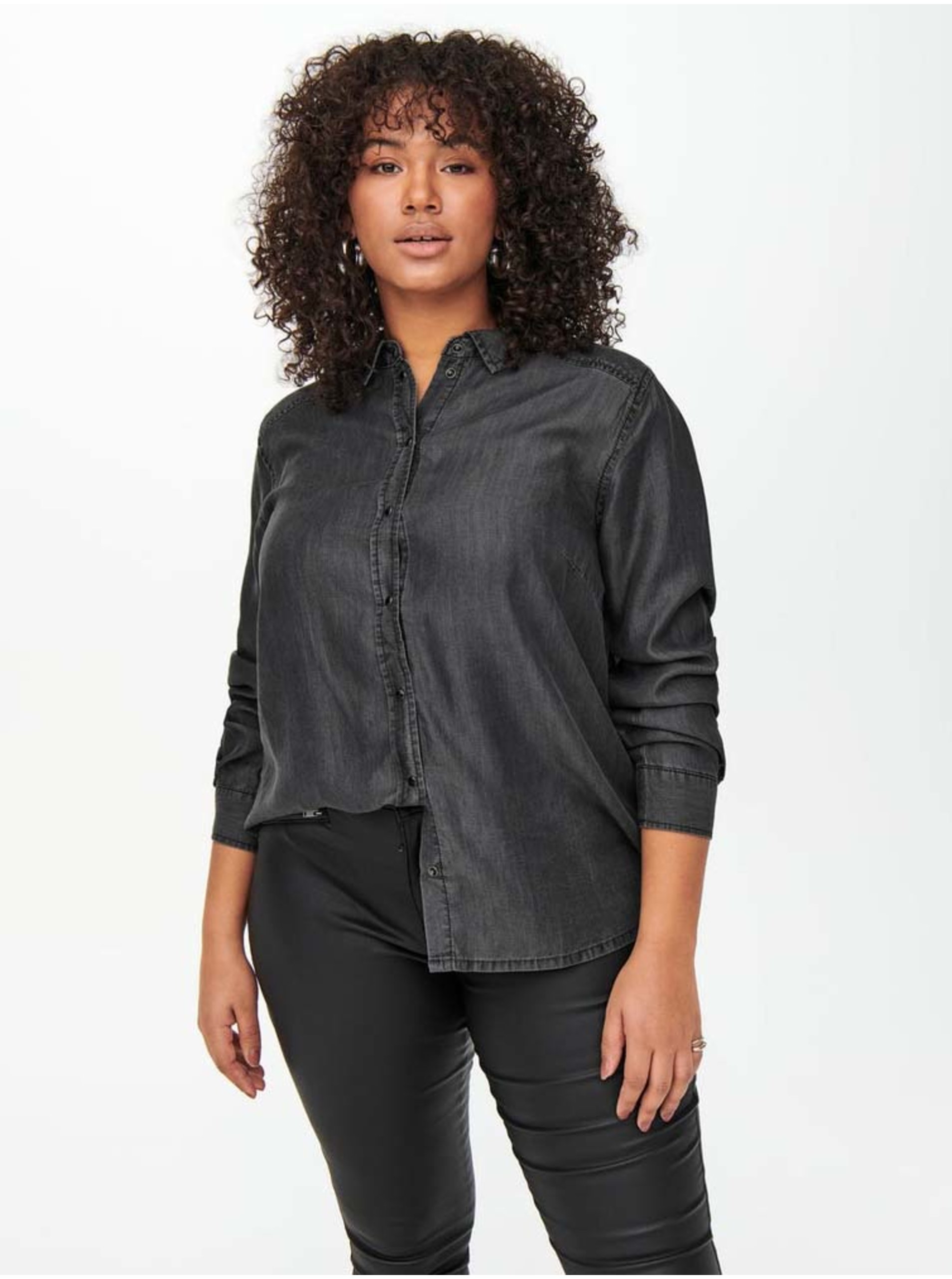 Dark Grey Denim Shirt ONLY CARMAKOMA Canto - Women