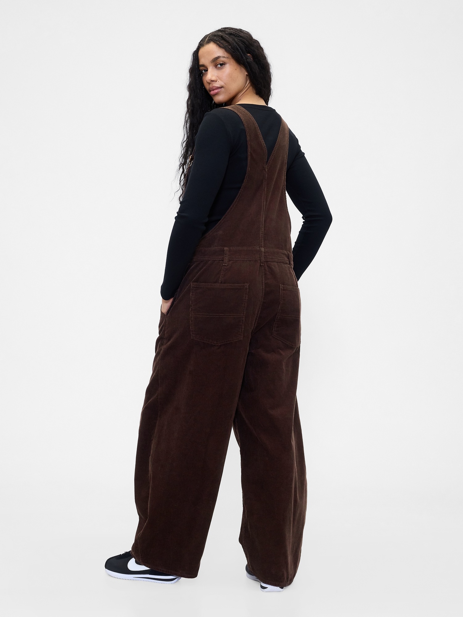 Pantaloni GAP din catifea reiată cu bretele pentru femei